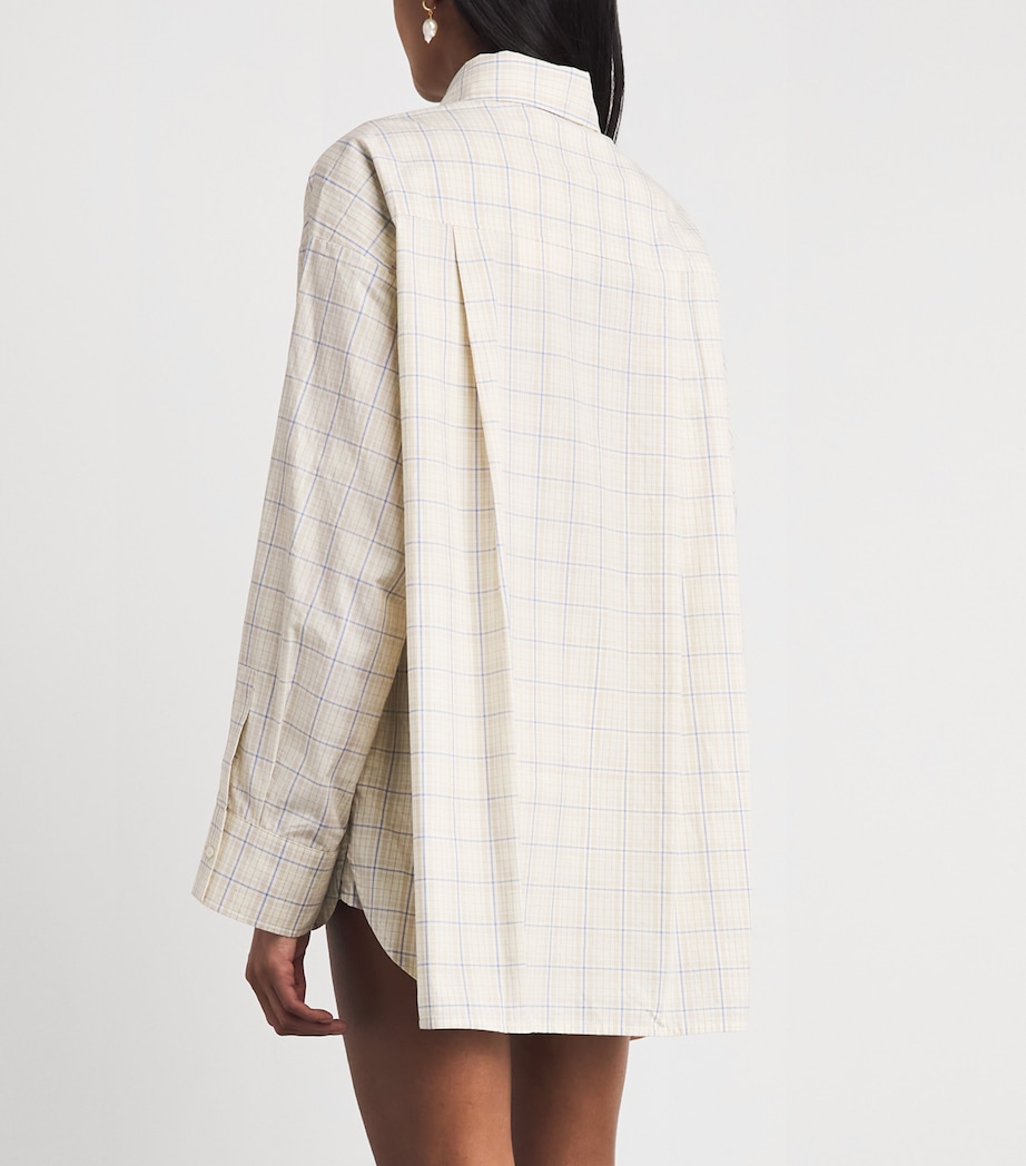 Faithfull The Brand Womens Linen Check Angelo Shirt Flor Chk Antique Wht Image 5
