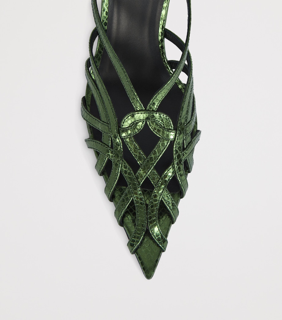 Balmain Python-Effect Leather Heeled Sandals Peridot Image 6