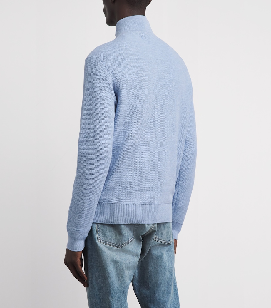 Polo Ralph Lauren Mens Cotton Quarter-Zip Sweatshirt Blue Hyacinth Hthr Image 5