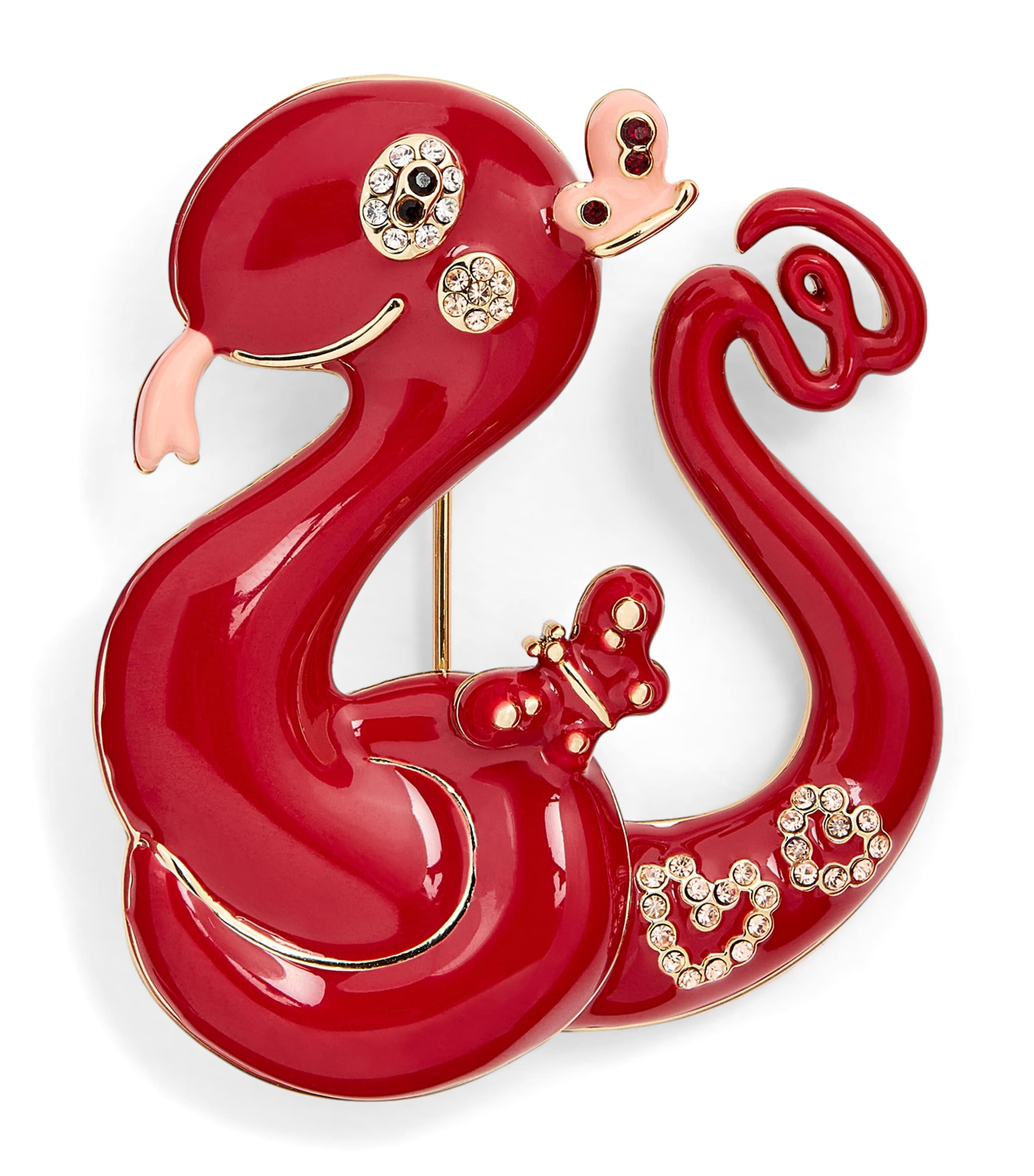 Weekend Max Mara Enamel Snake Brooch Red Image 1