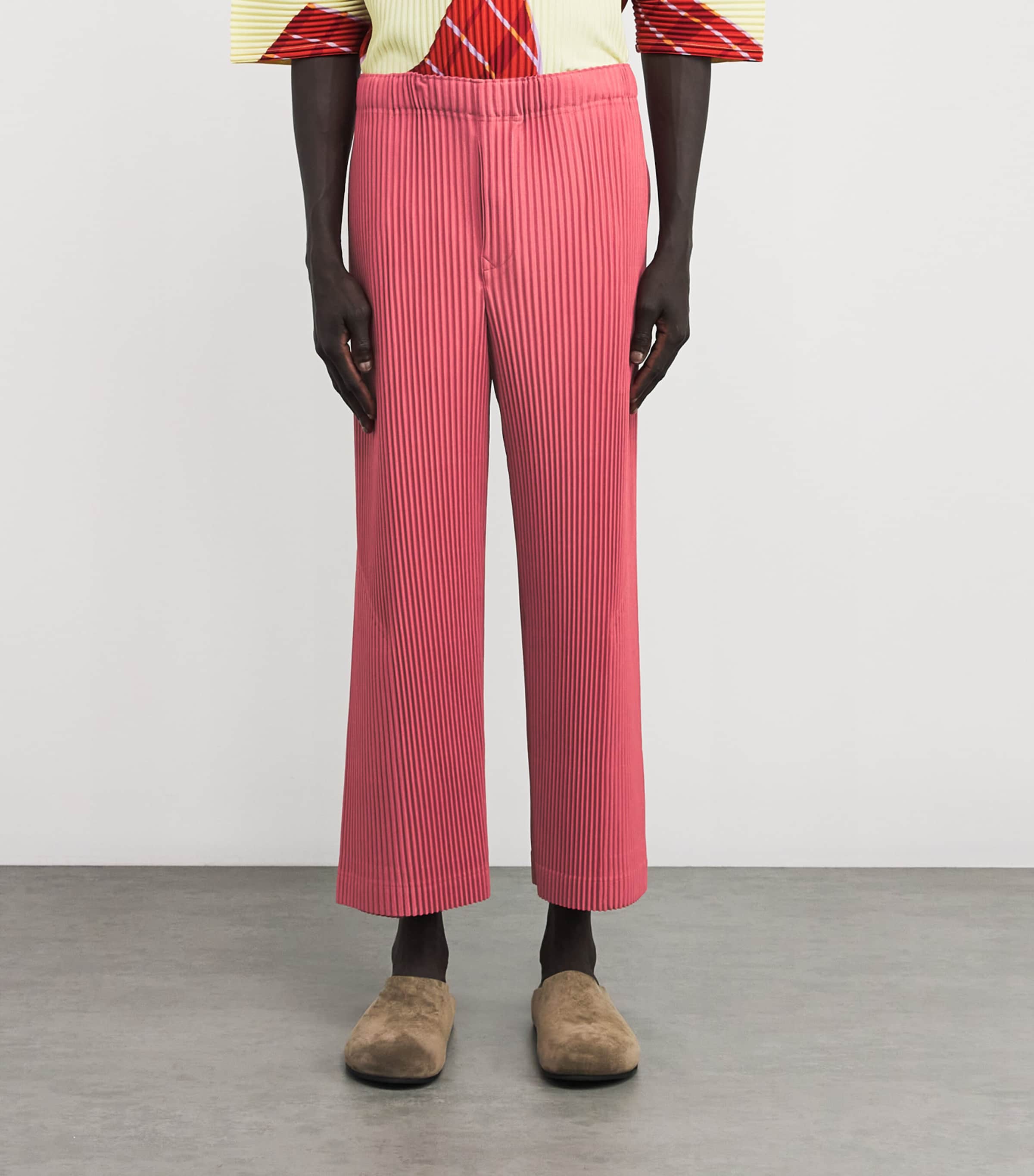 Pleated Straight Trousers 25-DUSKY RED Image 3
