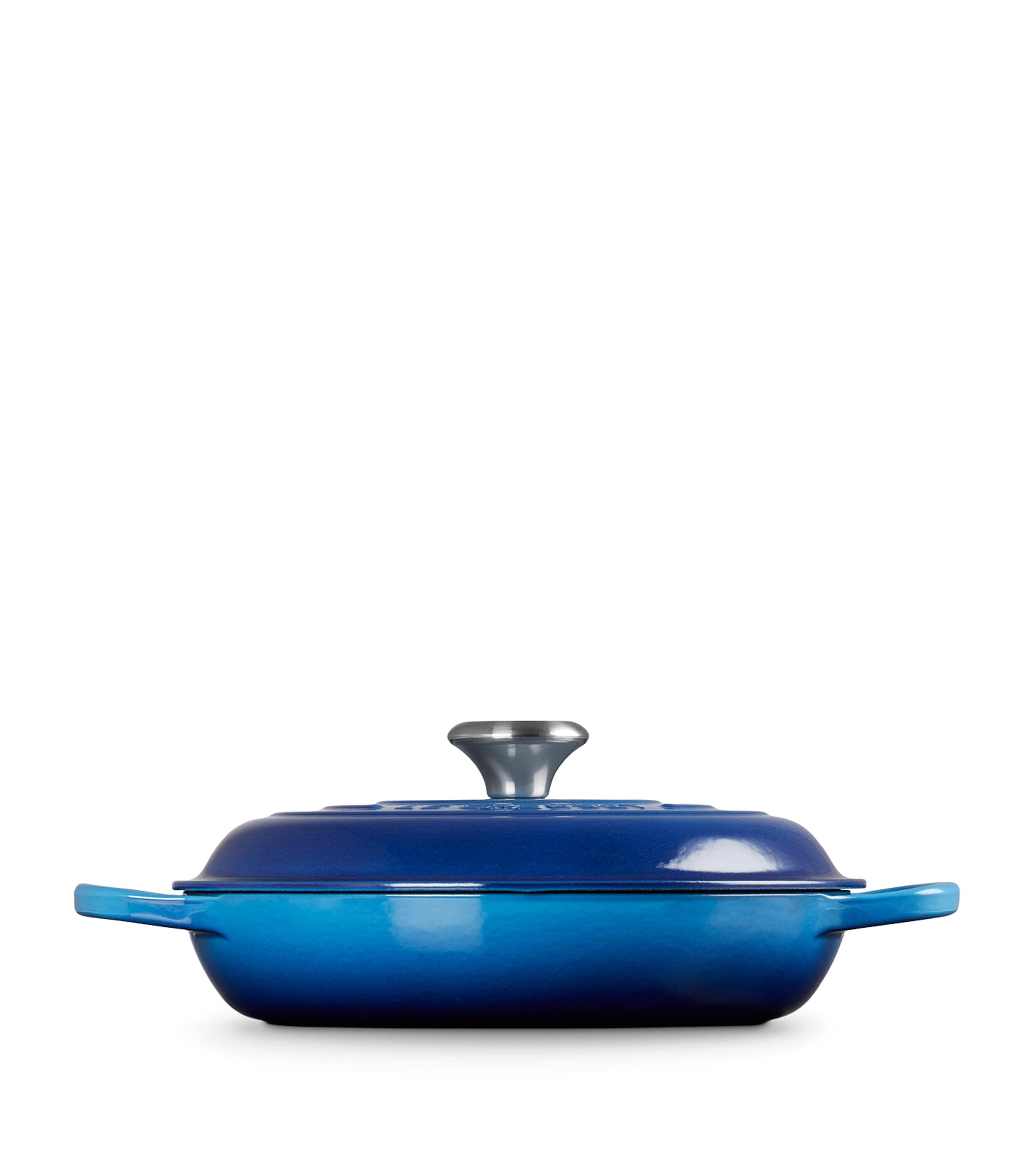 Le Creuset Cast Iron Shallow Round Casserole Dish (26cm) Azure Blue Image 2