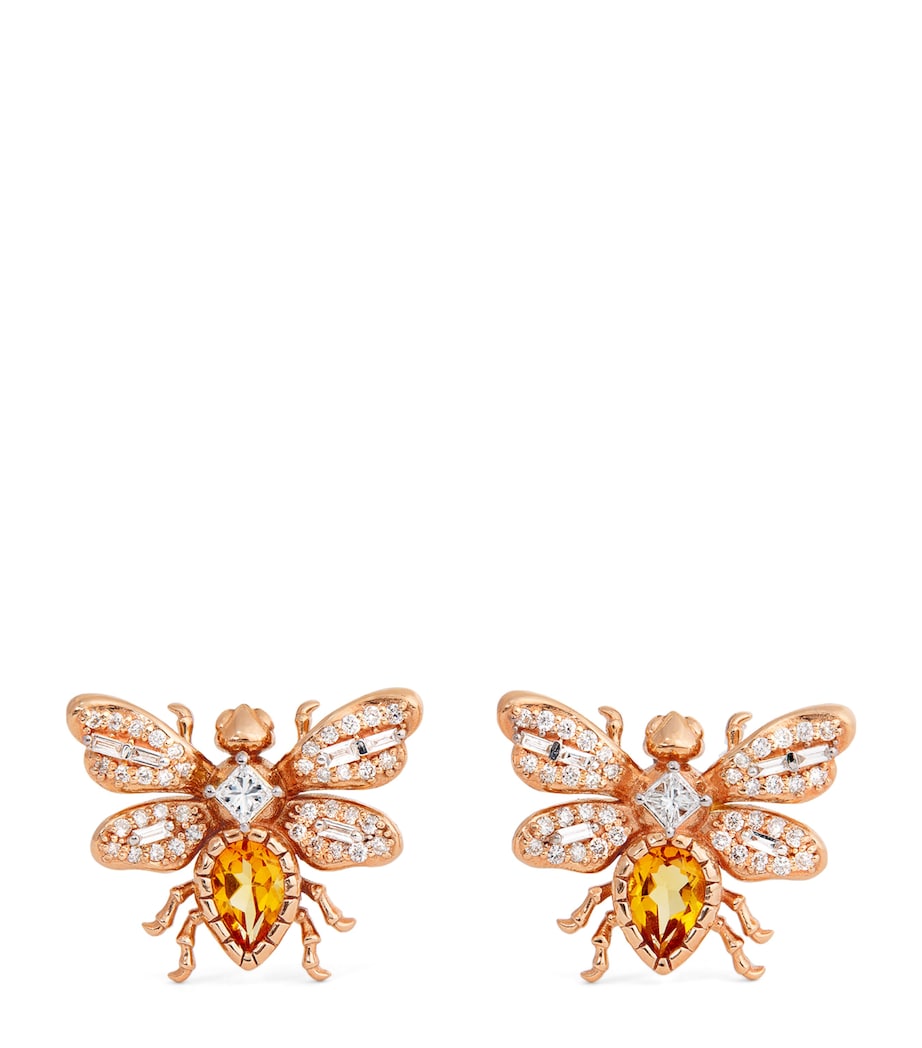 Rose Gold, Diamond and Citrine Queen Bee Bon Bon Stud Earrings ROSE GOLD Image 1