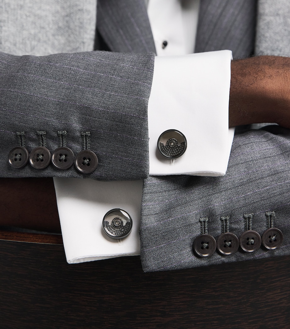 Black Diamond Rotating Cufflinks SILVER Image 2