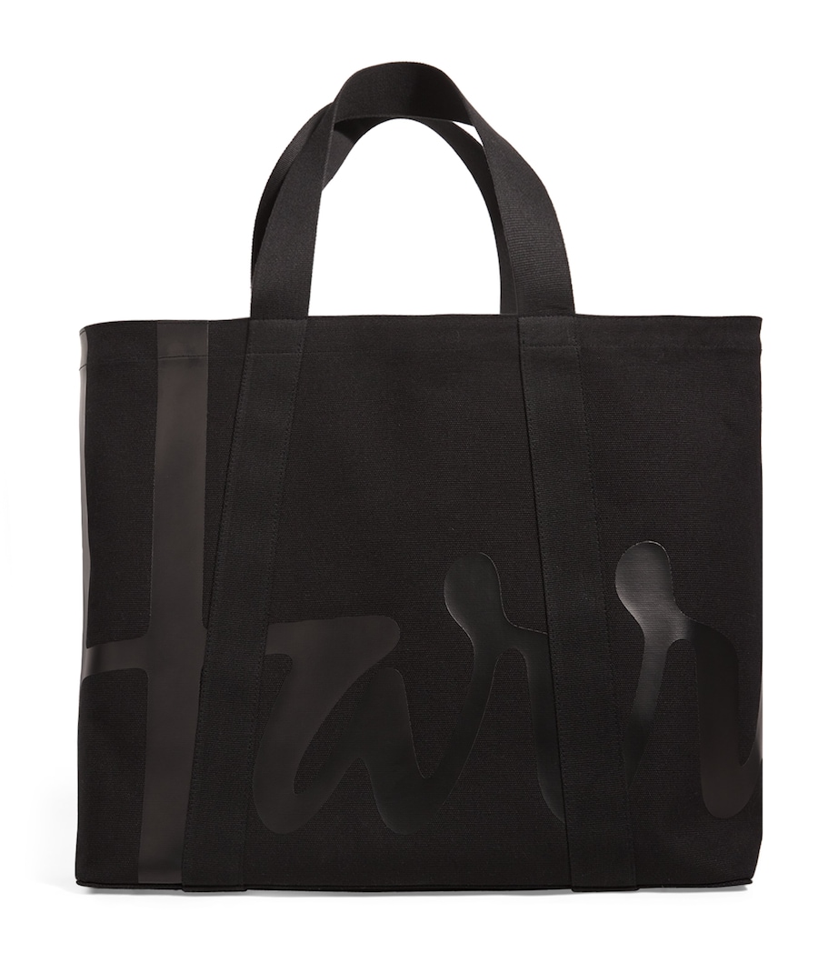 Large Cotton Logo Tote Bag BLACK Image 1