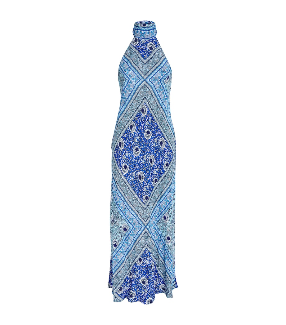 Satin Printed Maura Midi Dress BOHO SCARF BLUE Image 1