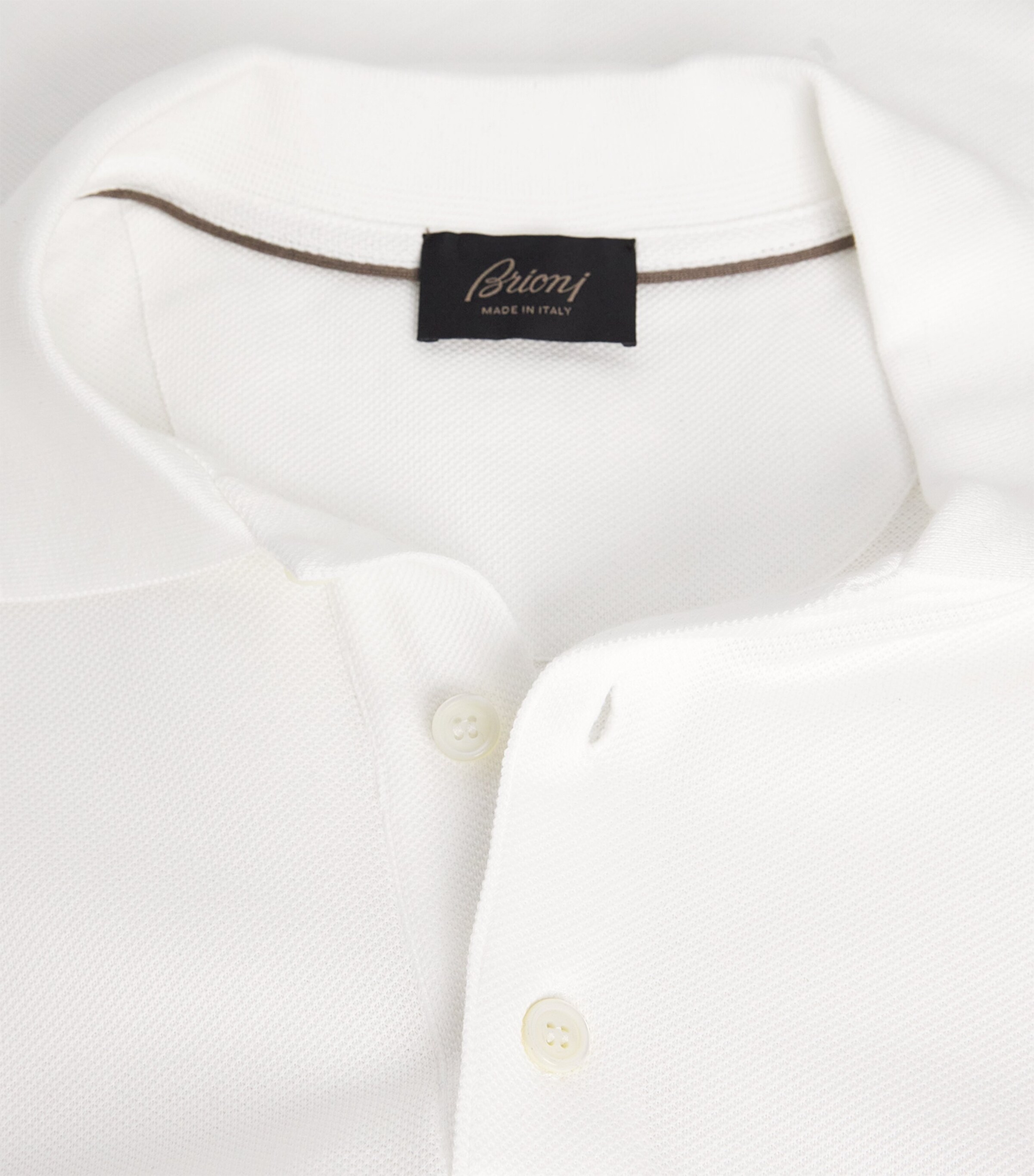 Brioni Mens Piqué Cotton Polo Shirt Image 5