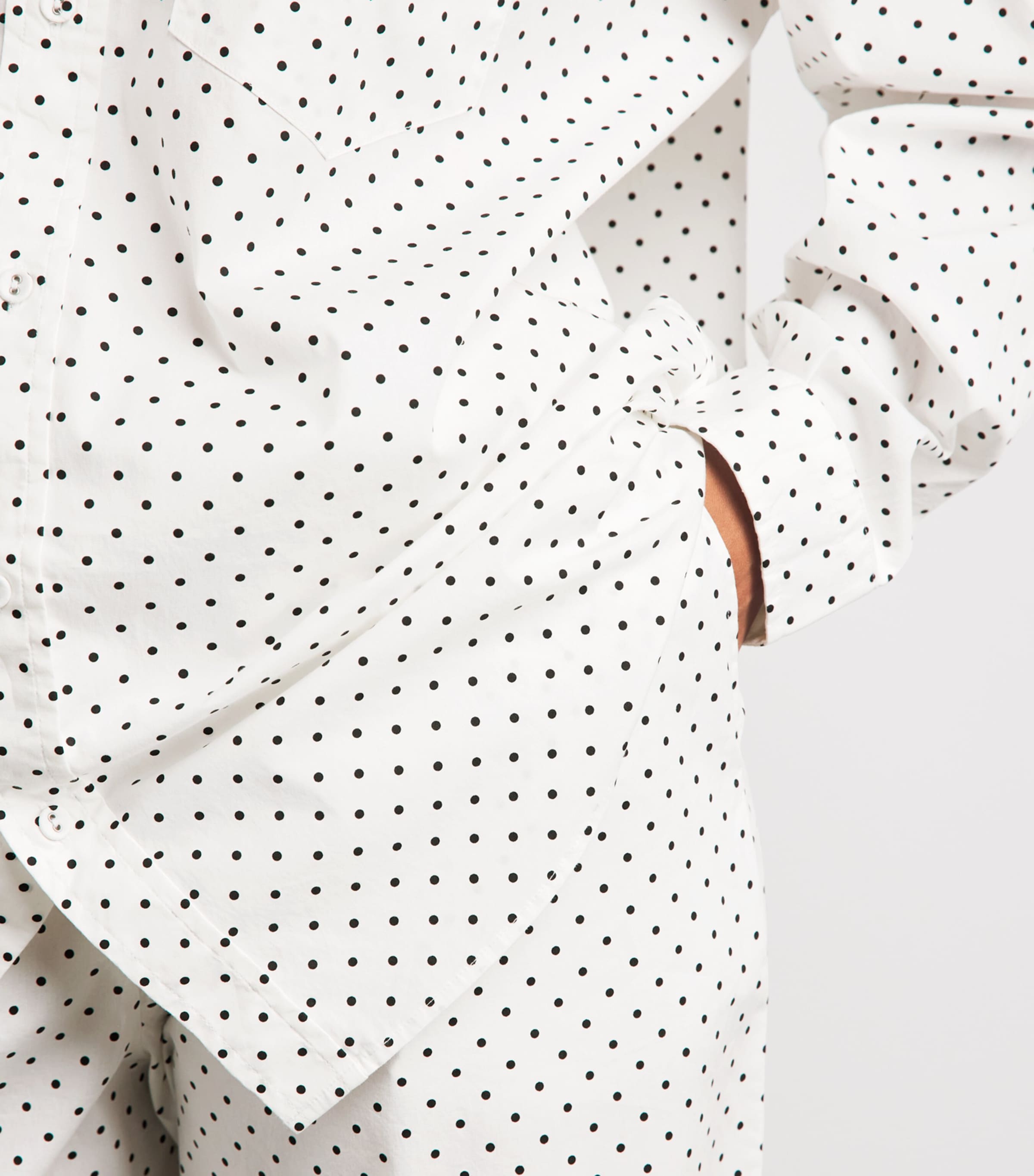 Skims Womens Cotton-Blend Polka-Dot Long-Sleeve Pyjama Set Onyx Dot Print Image 5