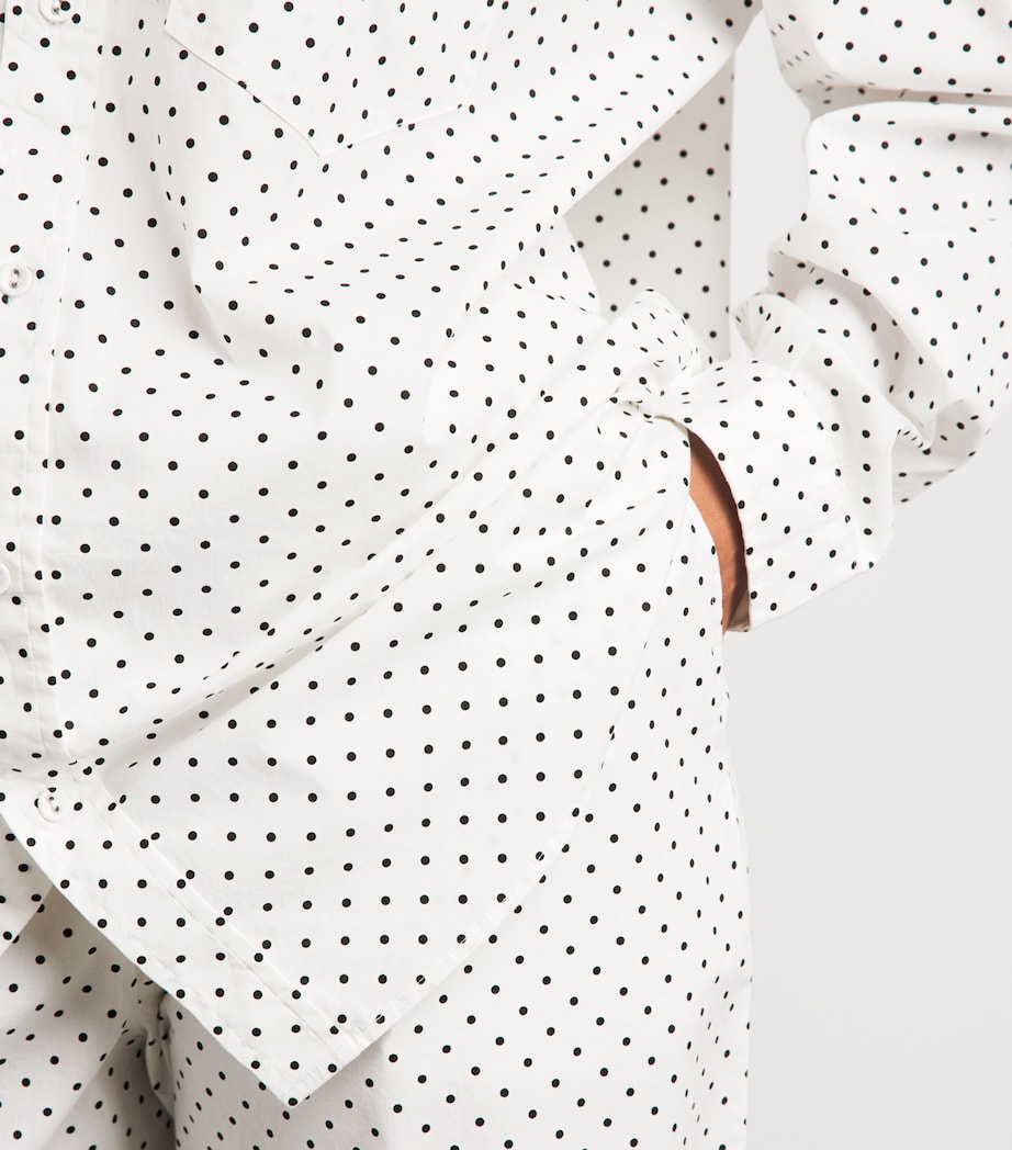 Skims Womens Cotton-Blend Polka-Dot Long-Sleeve Pyjama Set Onyx Dot Print Image 5