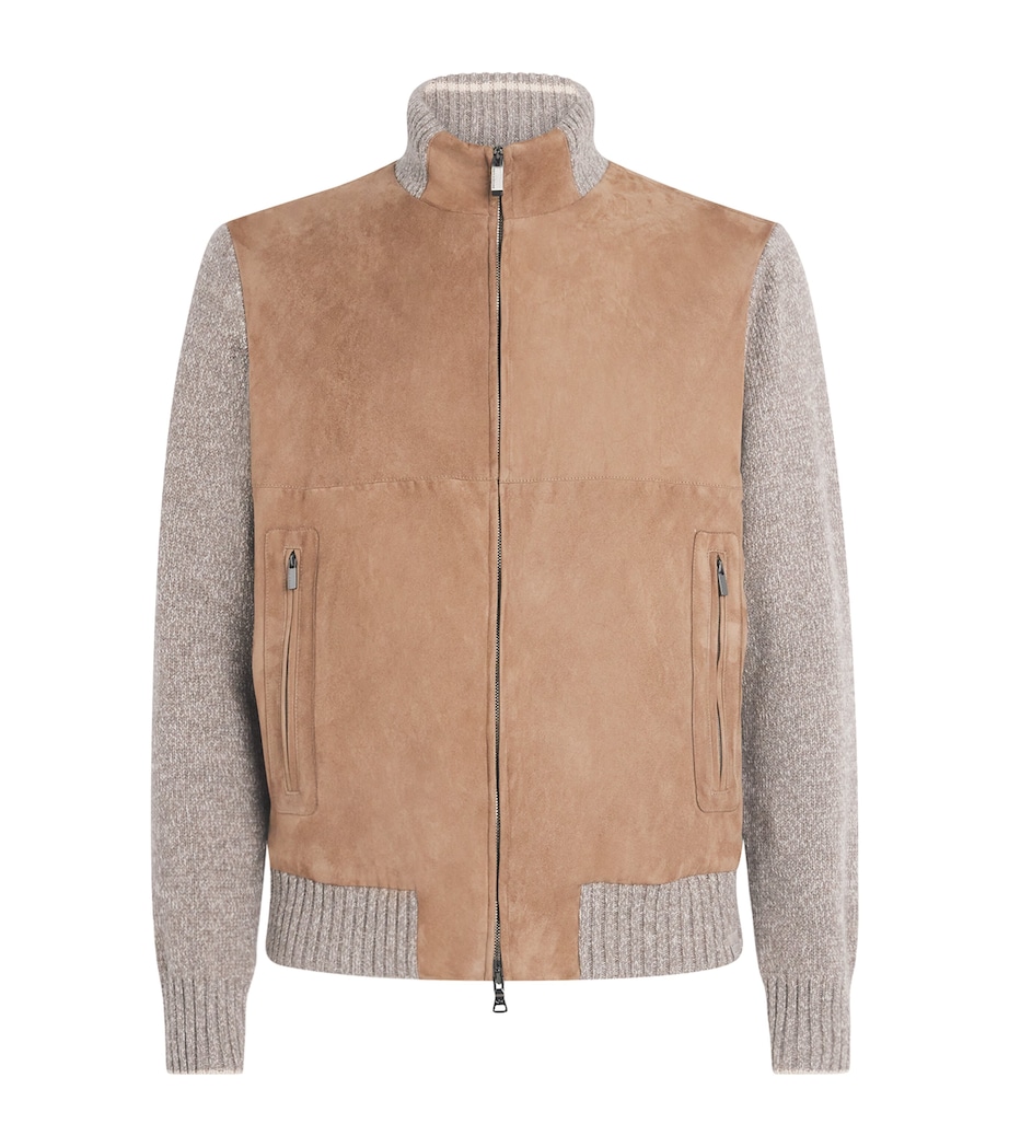 Suede Zip-Up Jacket 074 TORTORA-BEIGE Image 1