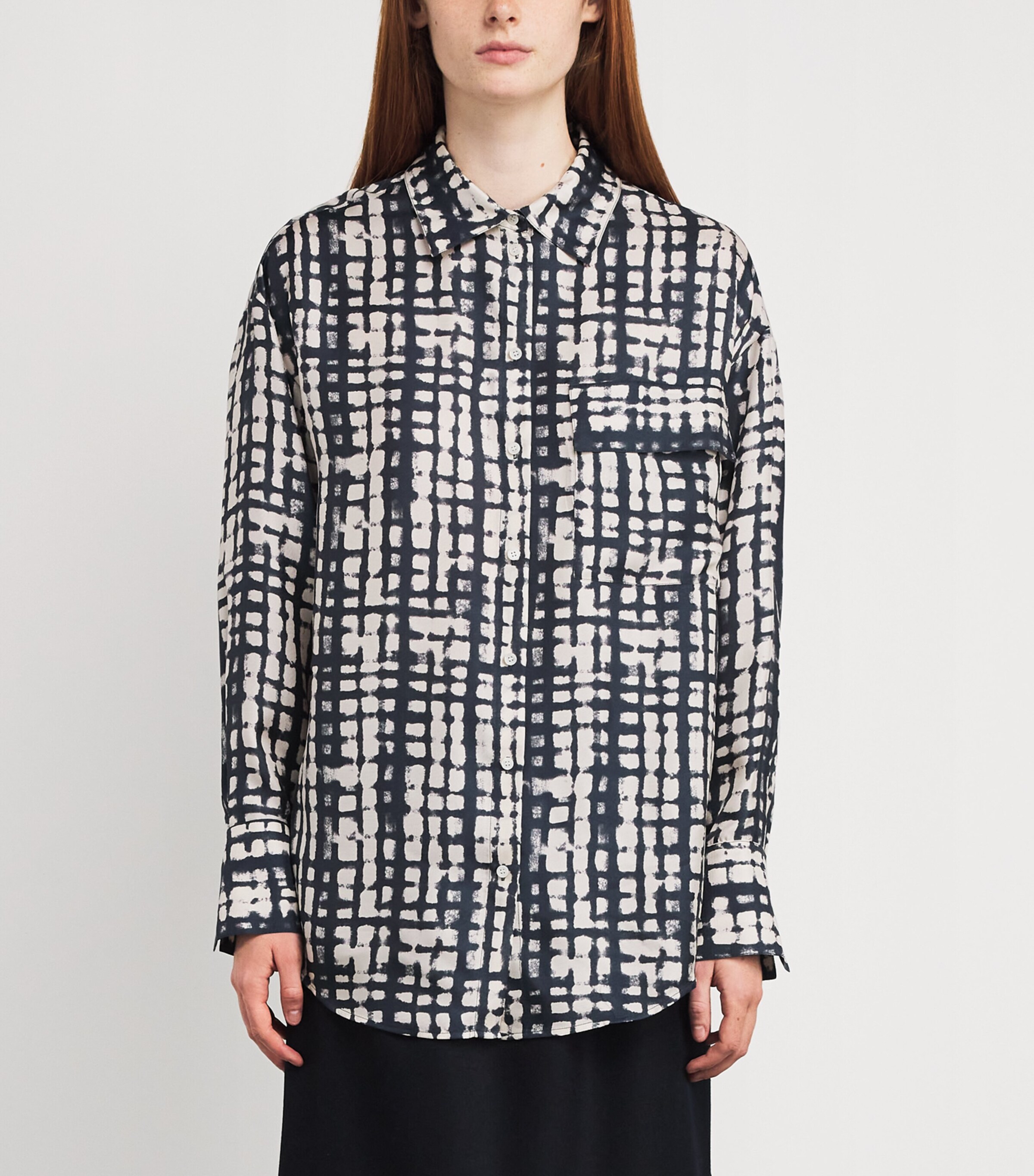 Silk Twill Printed Shirt WHITE Image 3