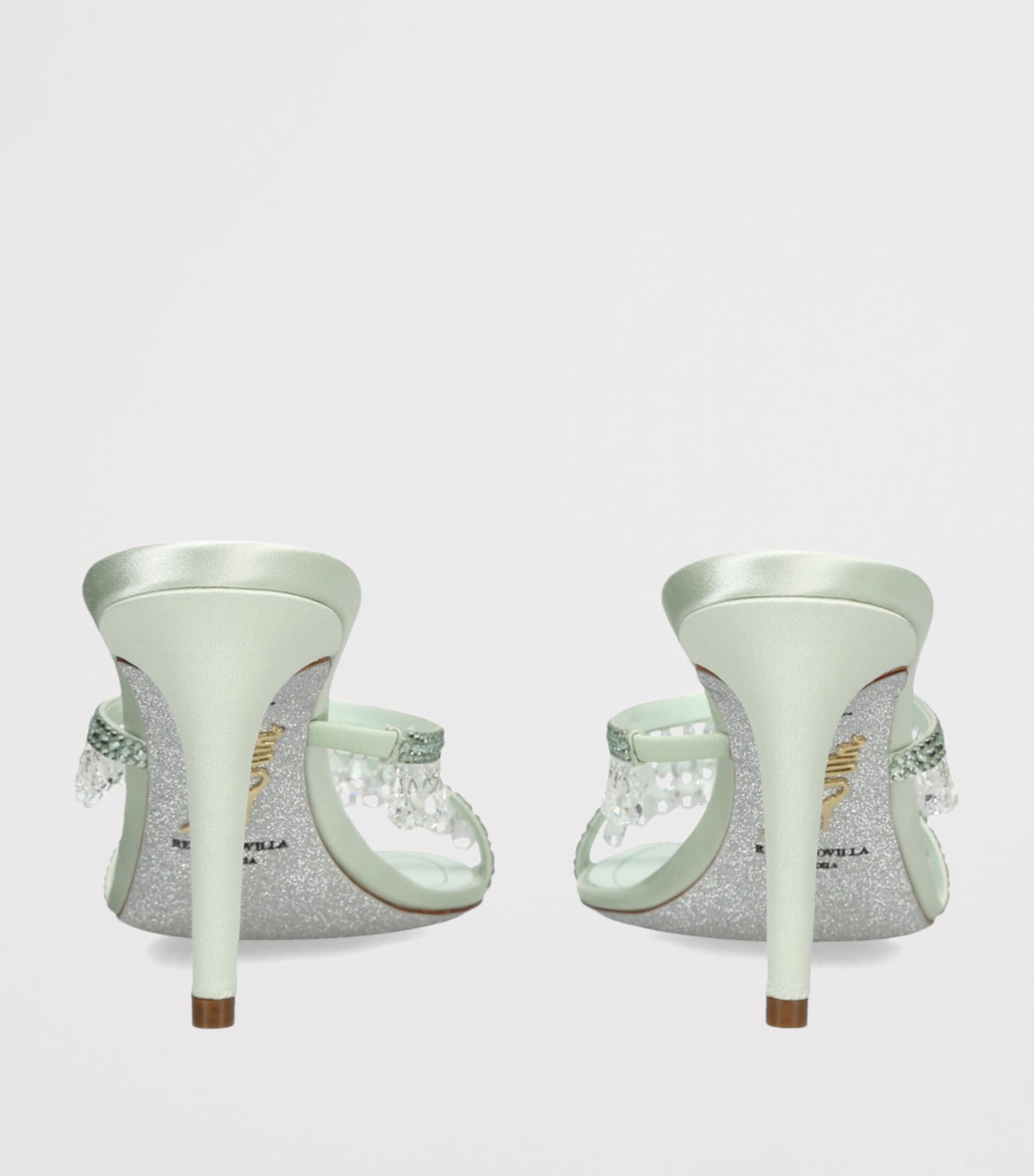 René Caovilla Leather Chandelier Mules 80 Pale Green Image 4