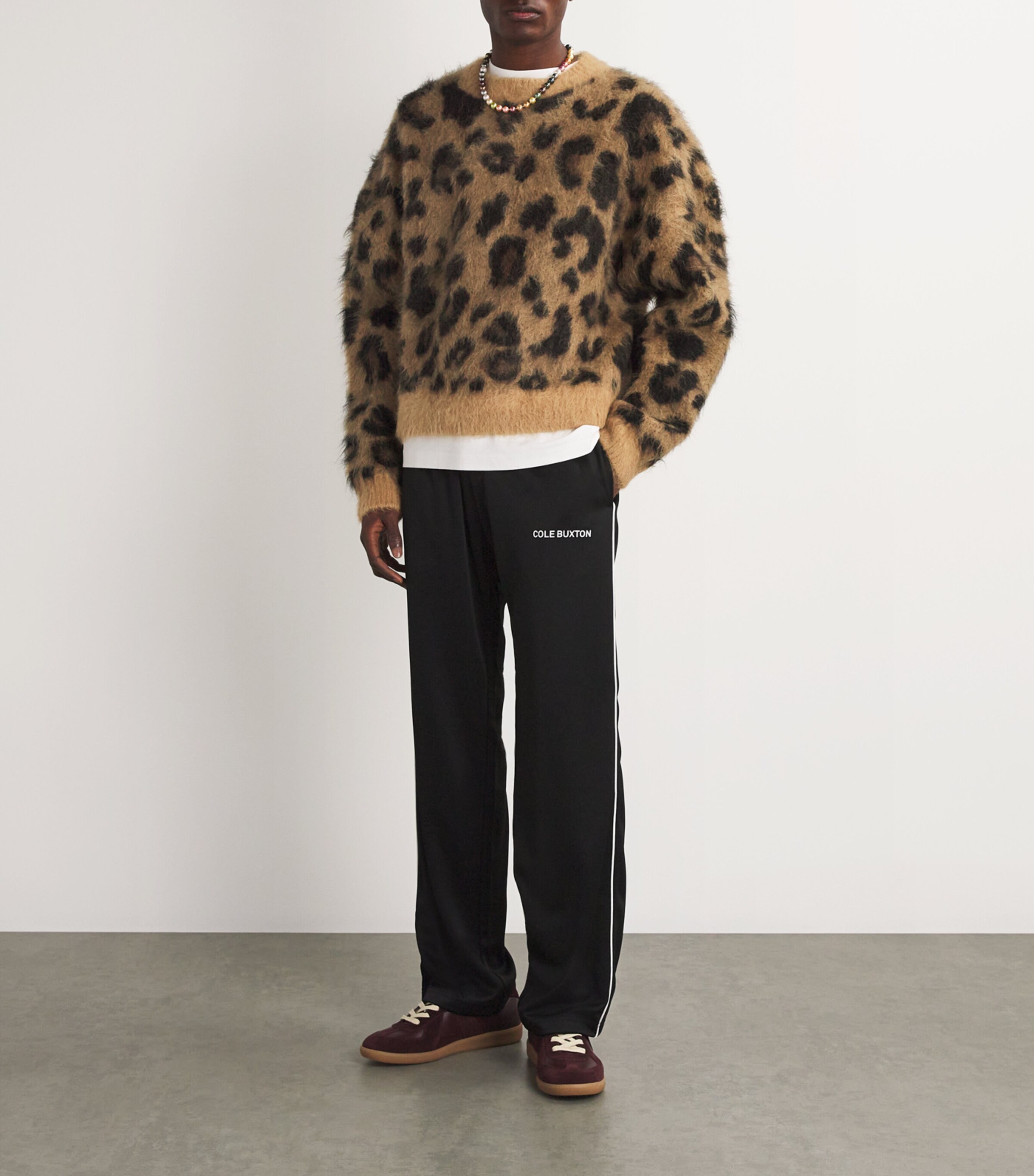 COLE BUXTON Mens Alpaca-Blend Leopard Sweater Leopard Image 2