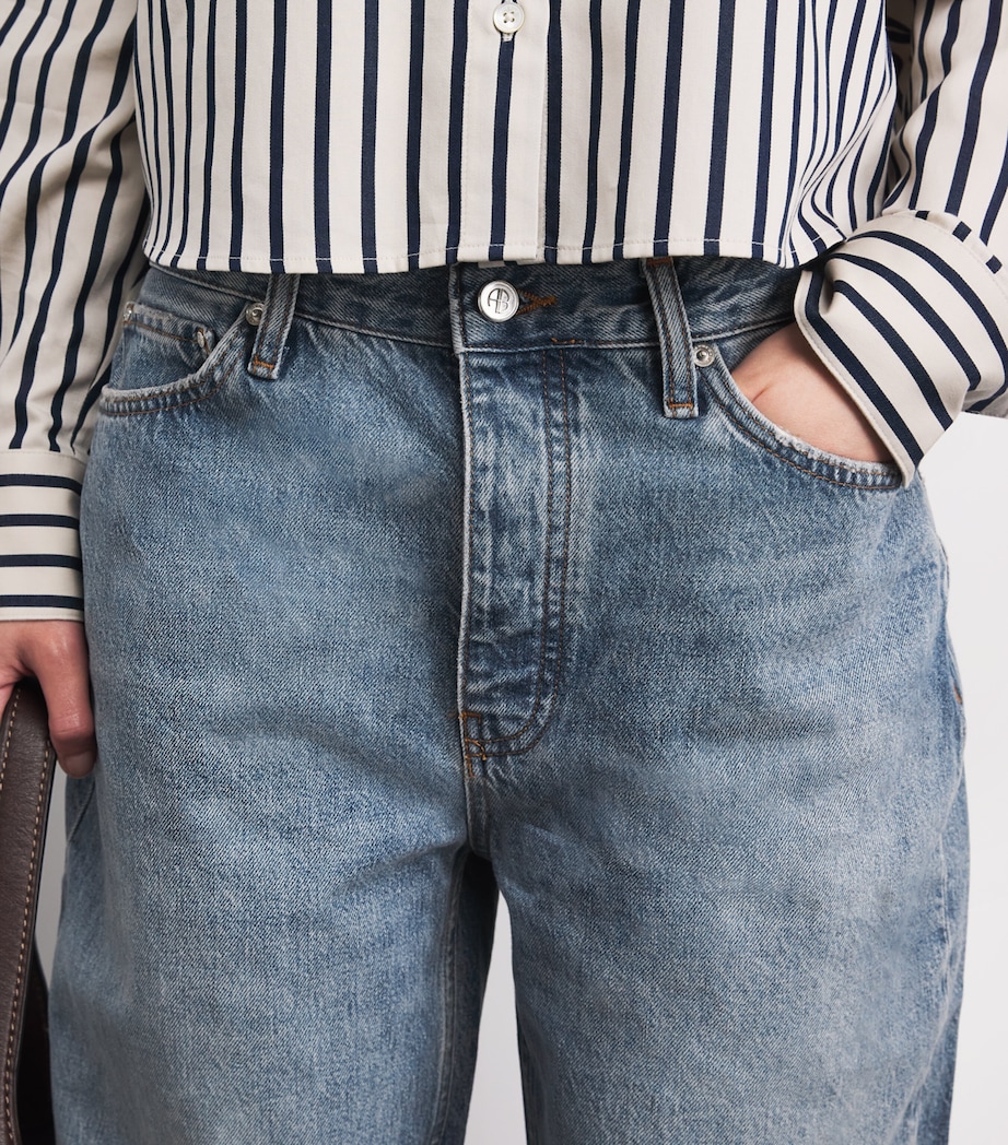 ANINE BING Womens Barrel-Leg Fritz Jeans Baltic Blue Image 3