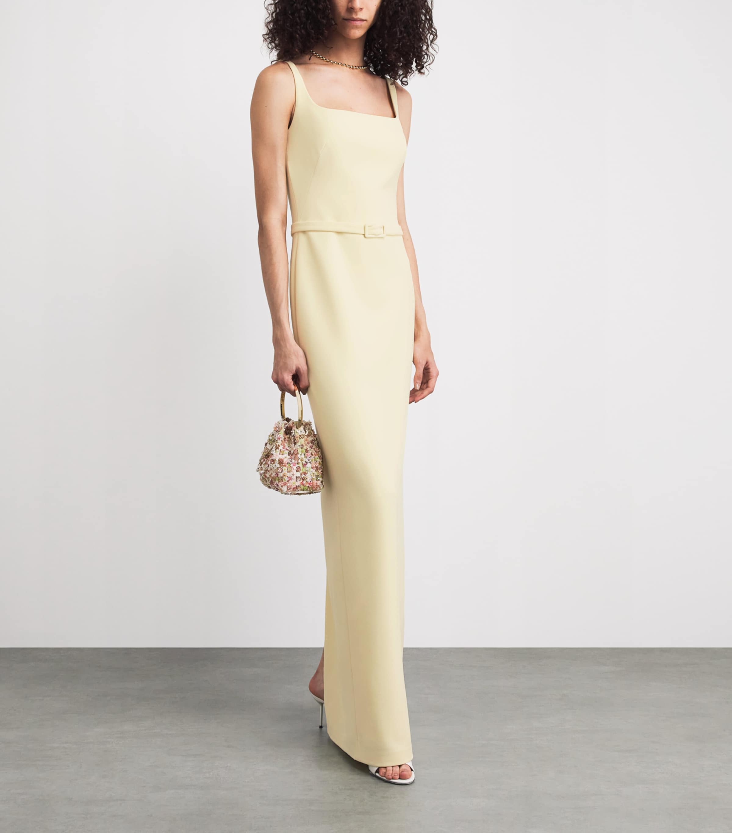 Safiyaa Womens Sleeveless Monica Gown Pale Yellow Image 2