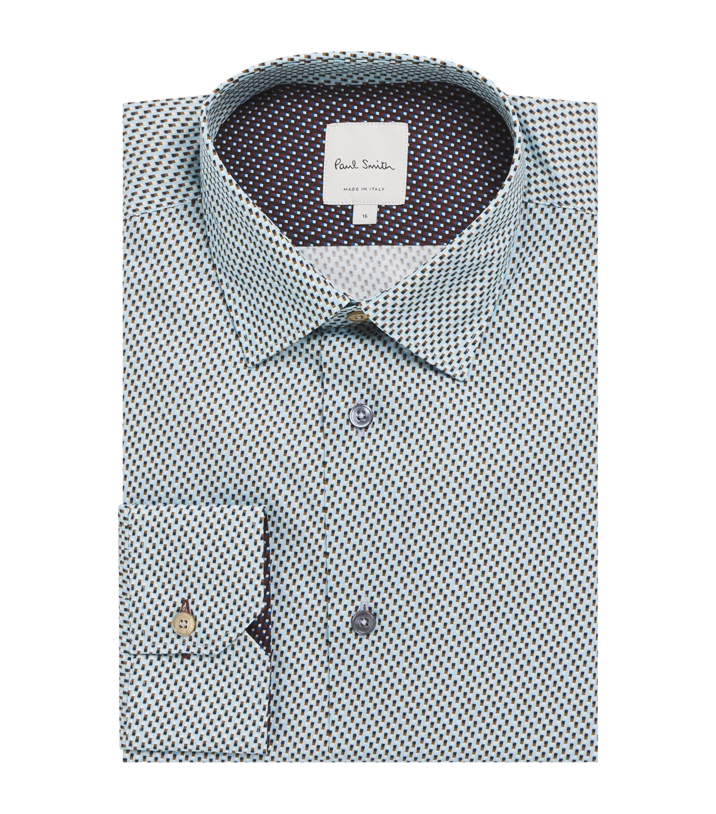 Paul Smith Patterned Tailored-fit Shirt In Blue