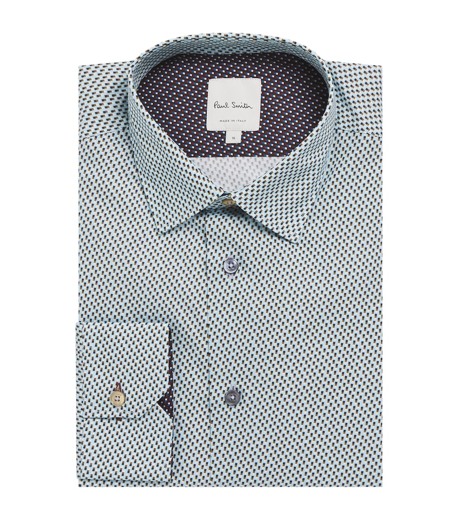 Patterned Tailored-Fit Shirt 41_BLUE Image 1