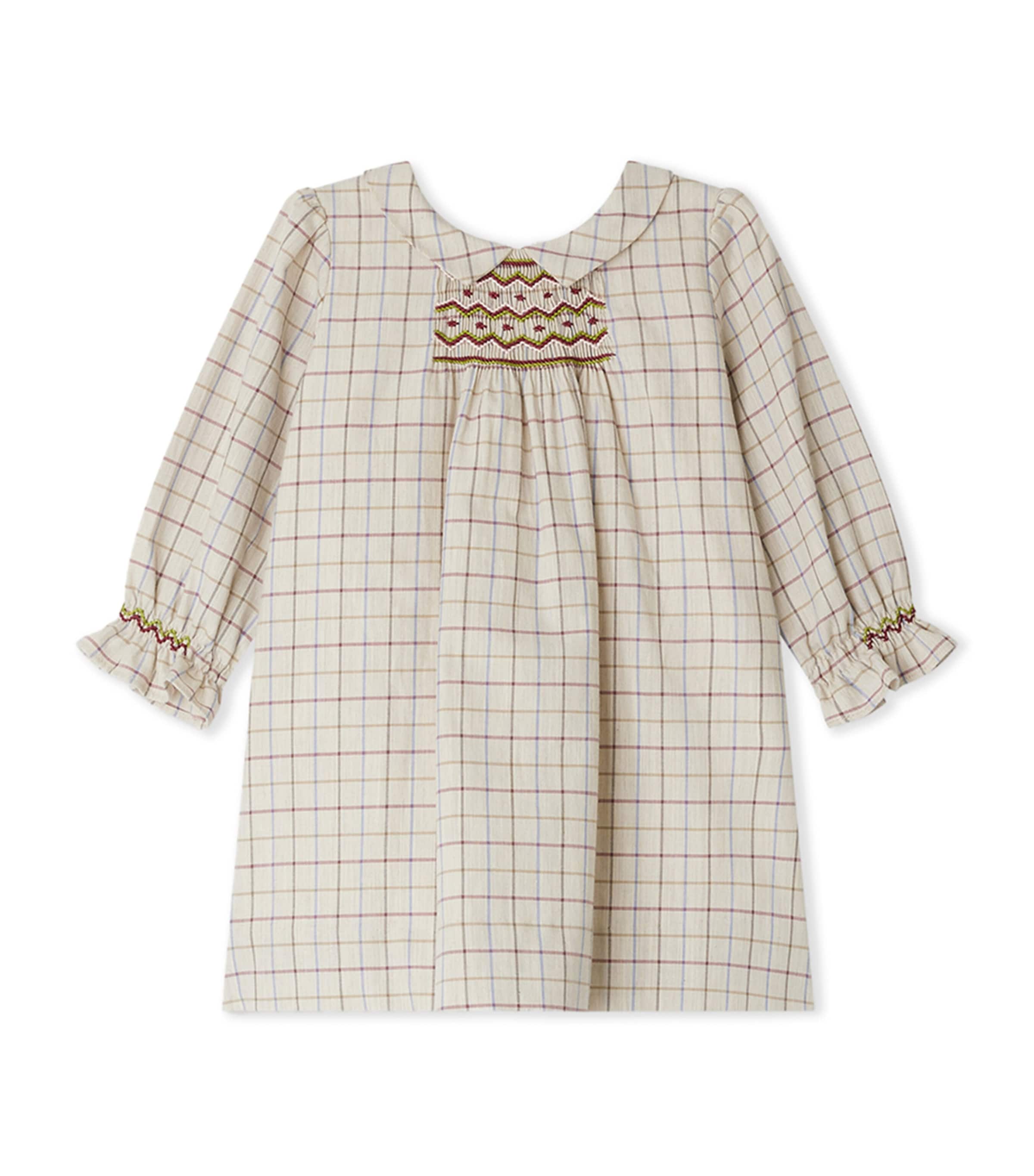 Bonpoint Cotton Check Dress In Neutral