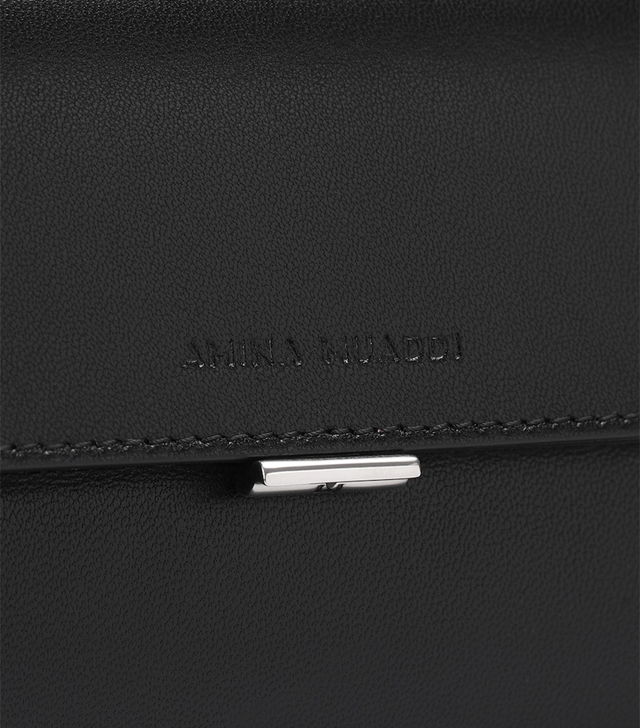 Amina Muaddi Leather Ami Clutch Bag Black Image 4