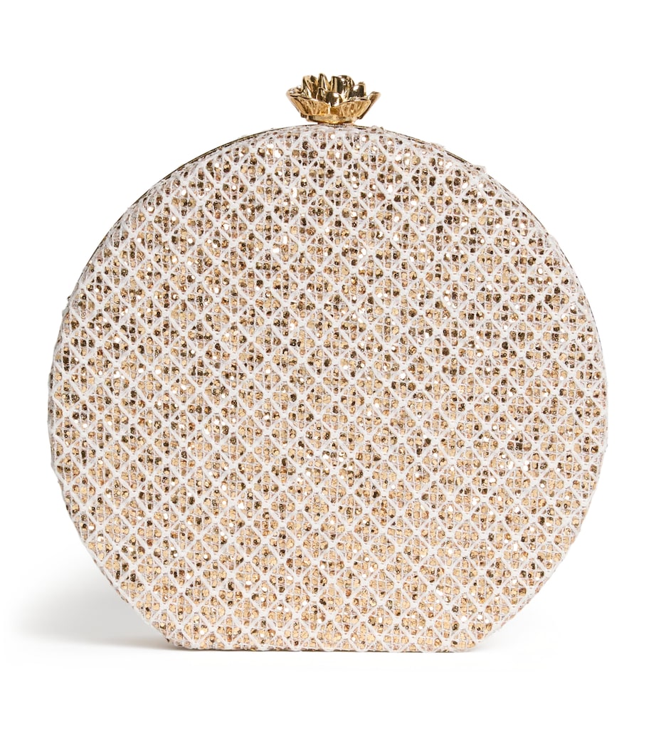 Sequinned Diamond Round Bag M-GOLD Image 1