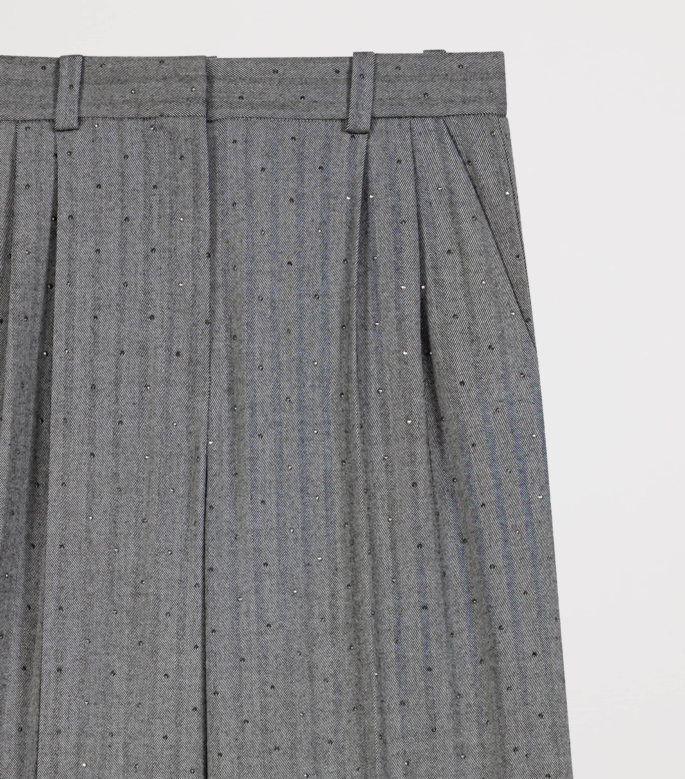 Maje Womens Rhinestone Wide-Leg Tailored Trousers Grey Image 7