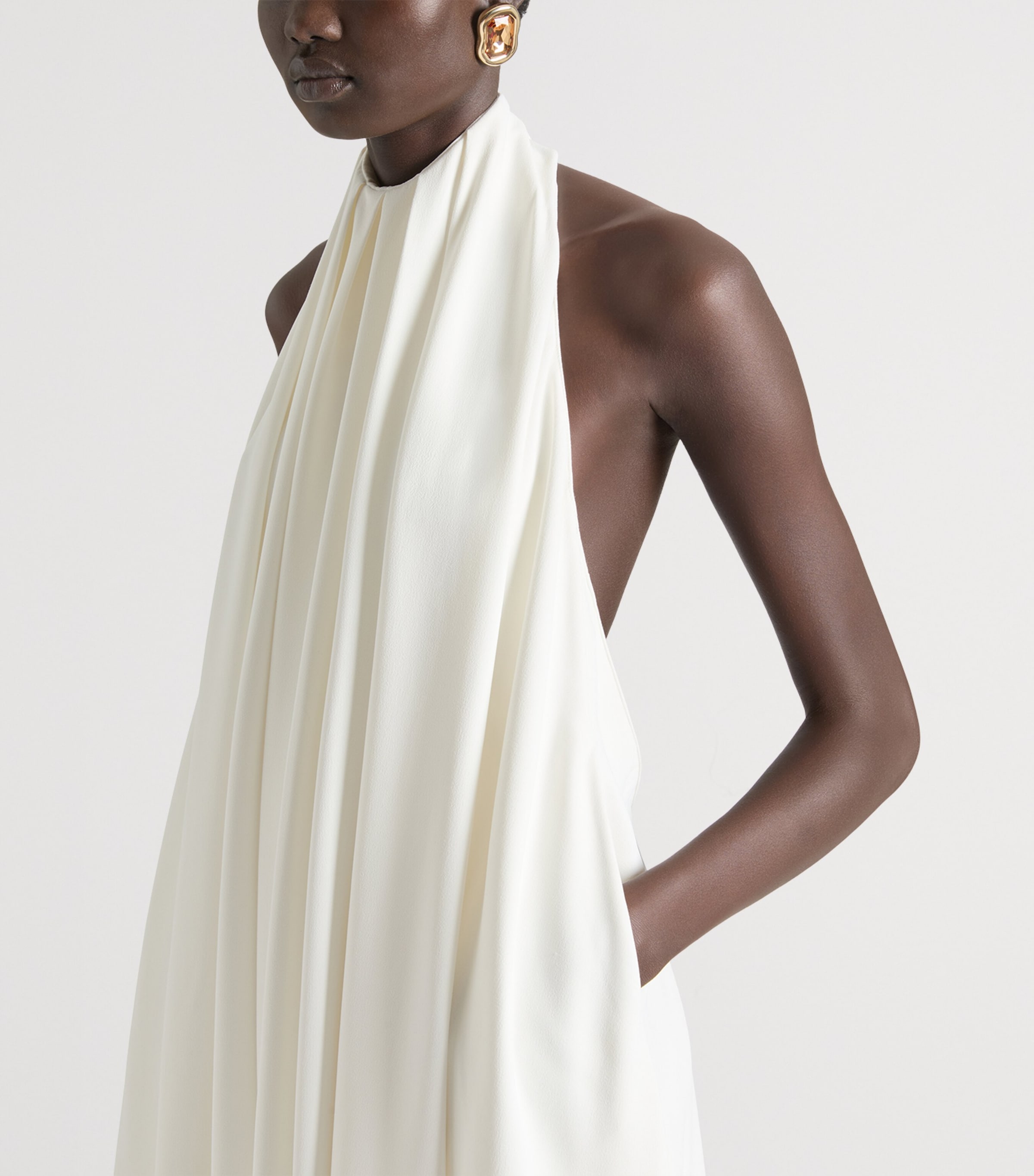 Crepe Halterneck Maxi Dress IVORY Image 4
