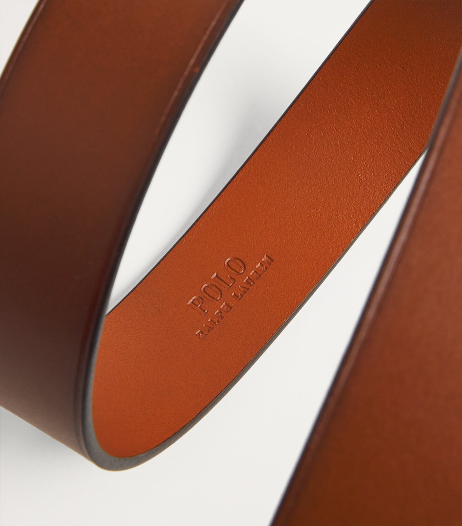 Leather Polo Pony Debossed Belt CLA TAN Image 6