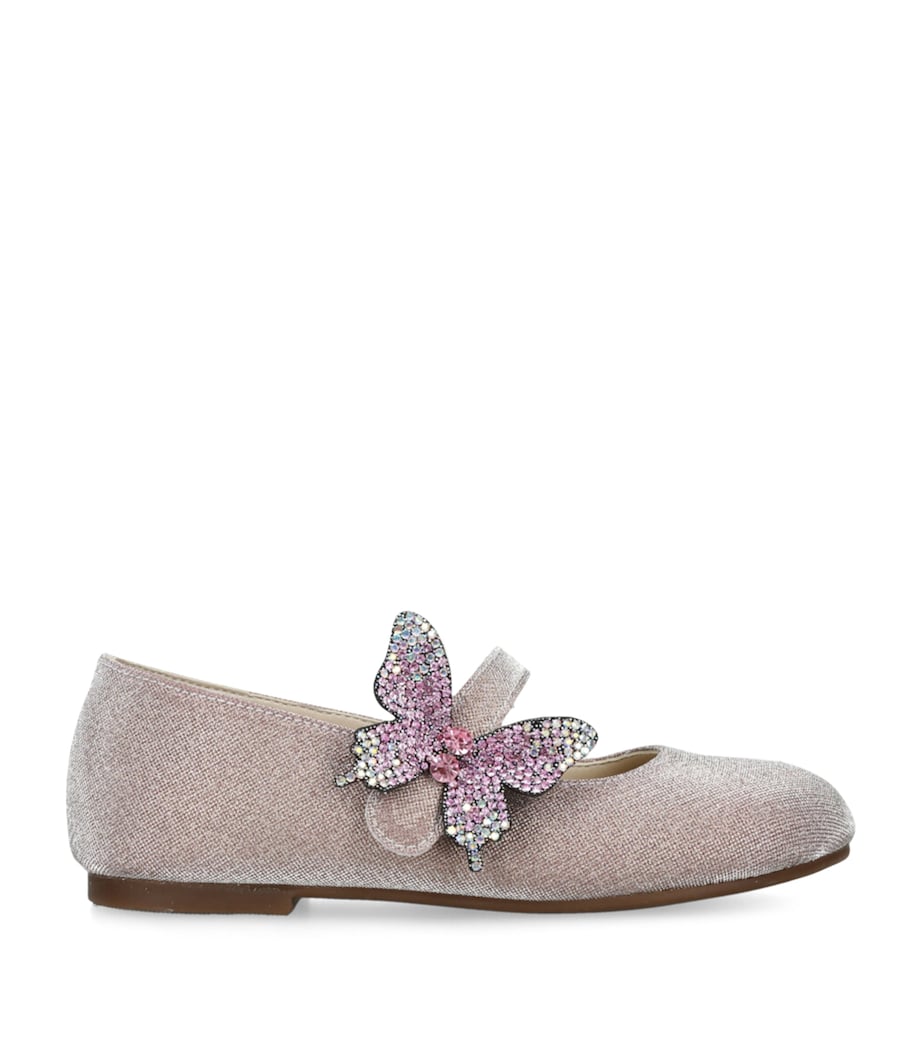 BabyWalker Crystal Butterfly Ballet Flats Pale Pink Image 1