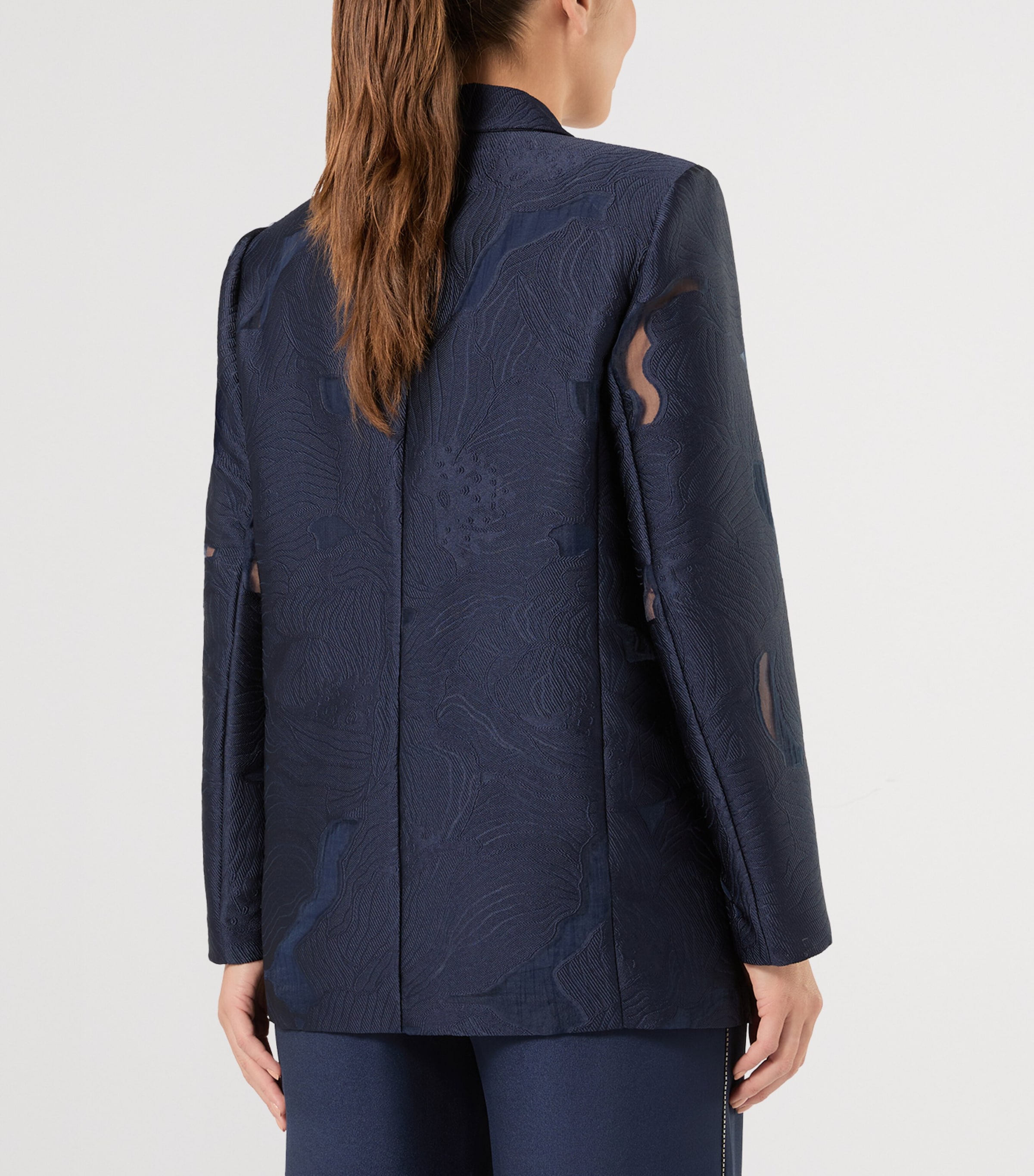 Marina Rinaldi Womens Floral Jacquard Blazer Navy Image 4