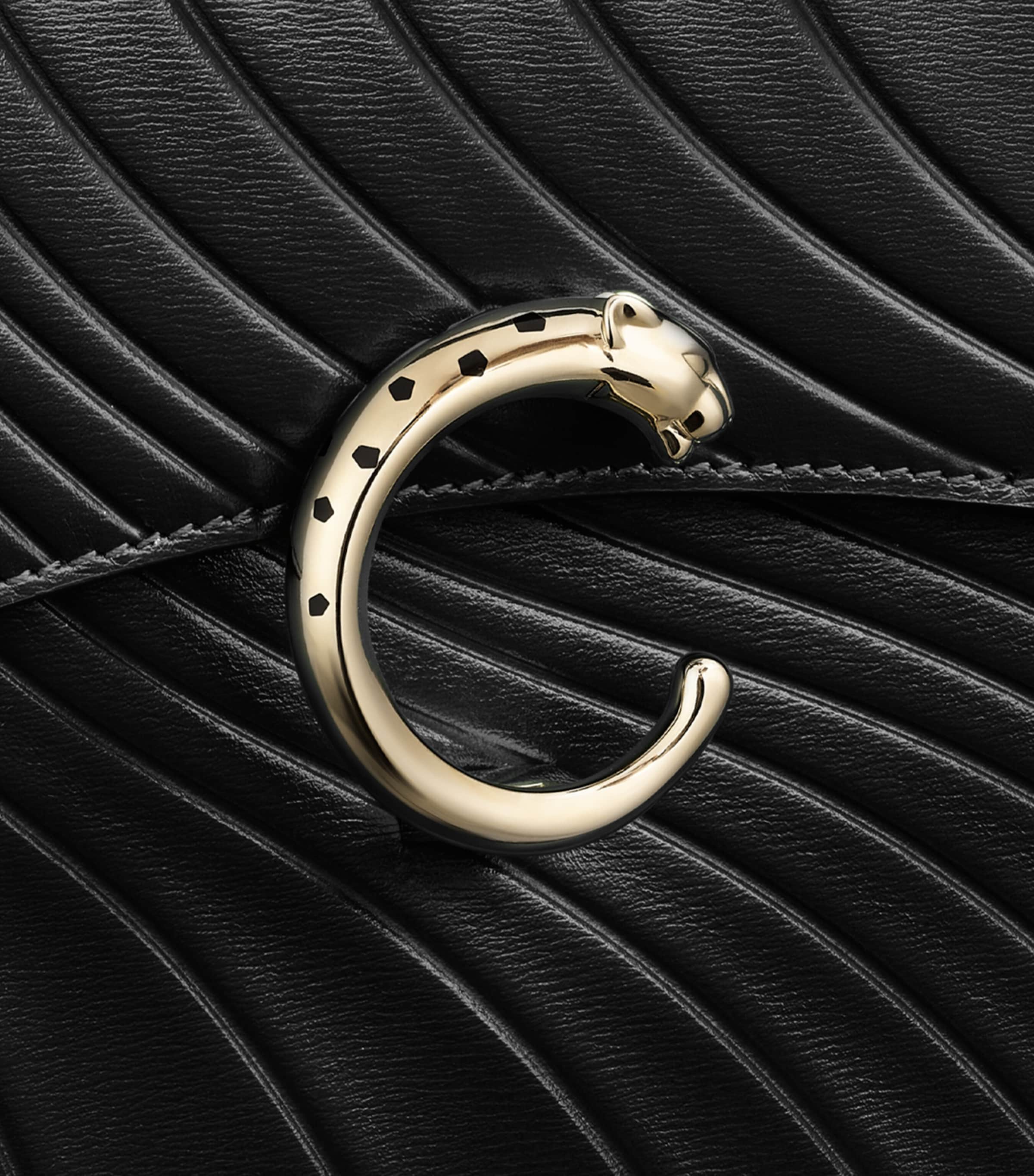 Small Leather Panthère De Cartier Top-Handle Bag BLACK Image 3