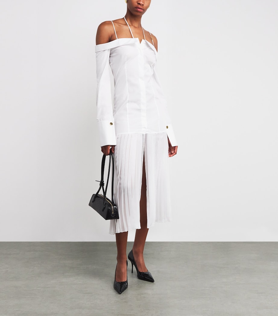 Cotton Midi Shirt Dress WHITE Image 2
