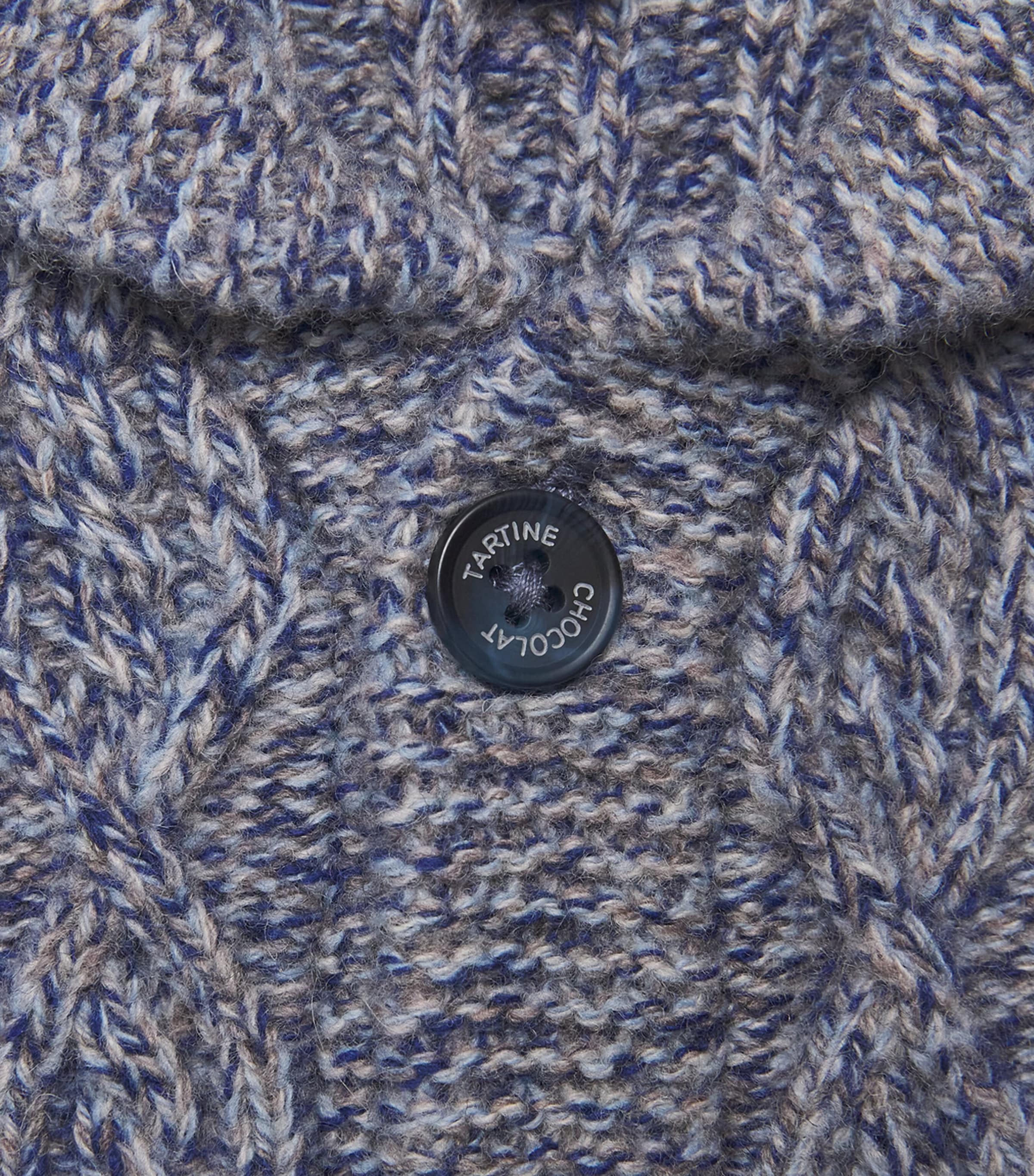 Wool Cable-Knit Cardigan (5-12 Years) 4 MARINE MOULINÉ Image 3