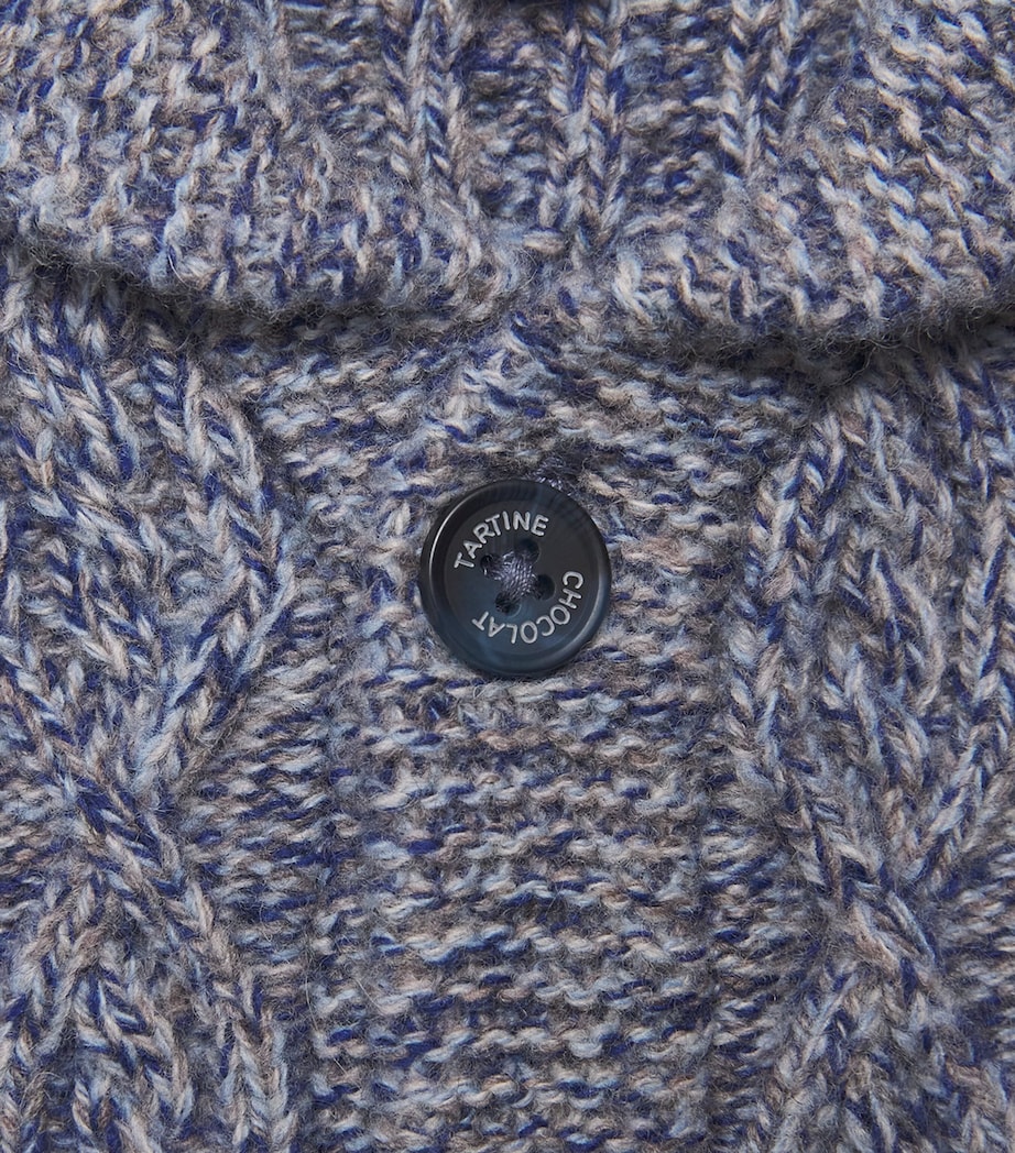 Wool Cable-Knit Cardigan (5-12 Years) 4 MARINE MOULINÉ Image 3