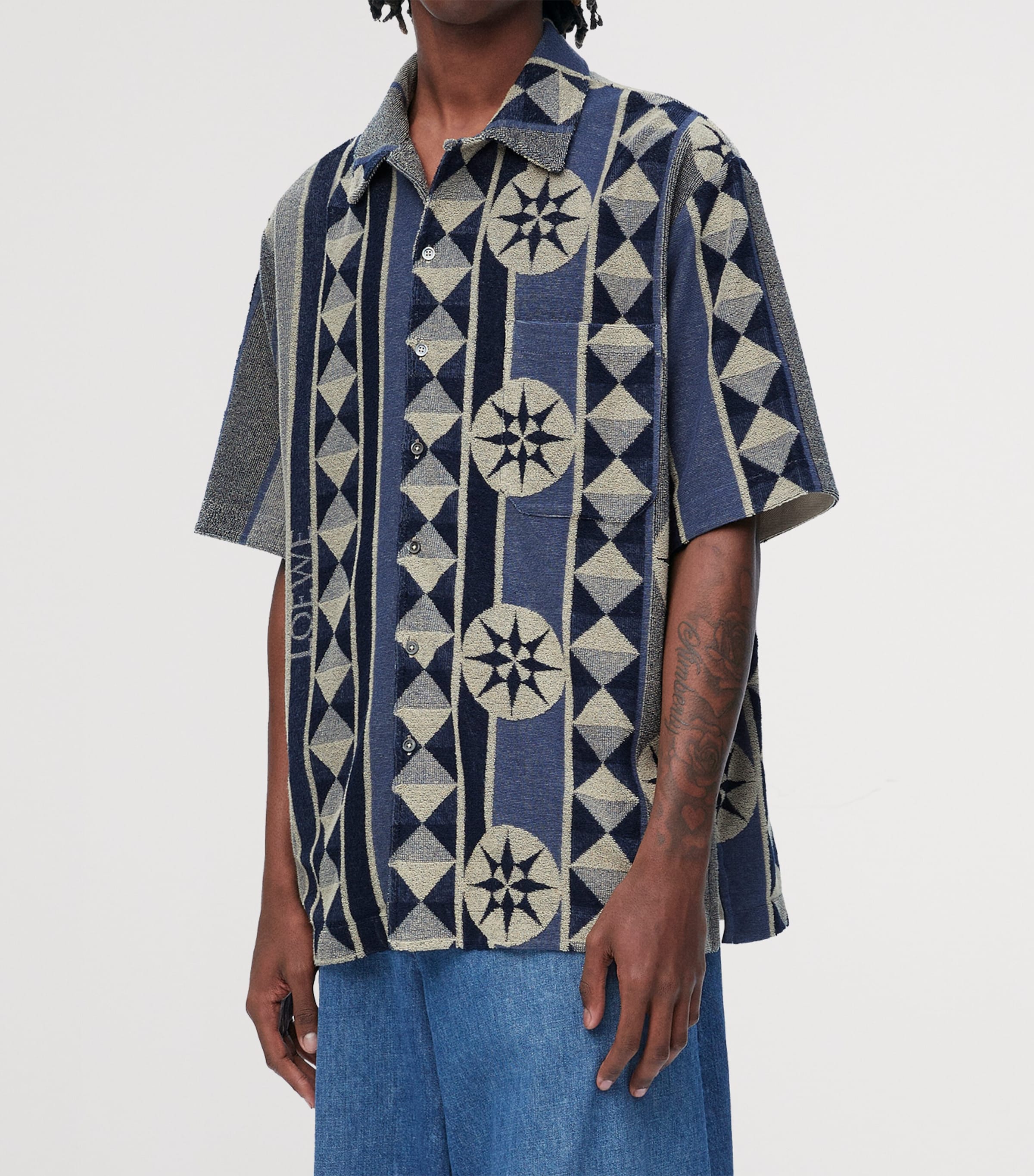 Loewe X Paula's Ibiza Linen Logo Short-sleeve Shirt in Black