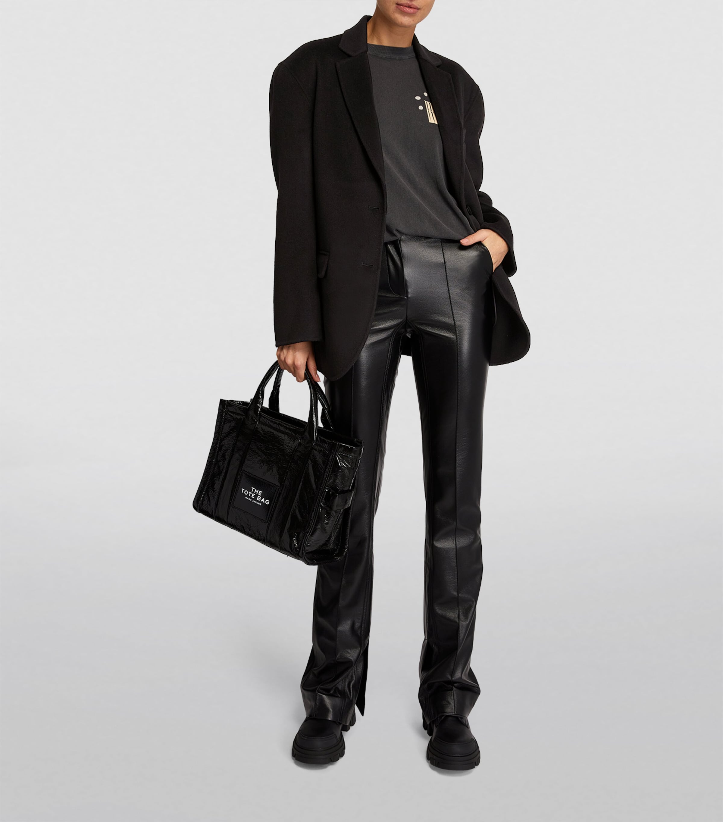 ANINE BING Womens Wool Quinn Blazer Black Image 2