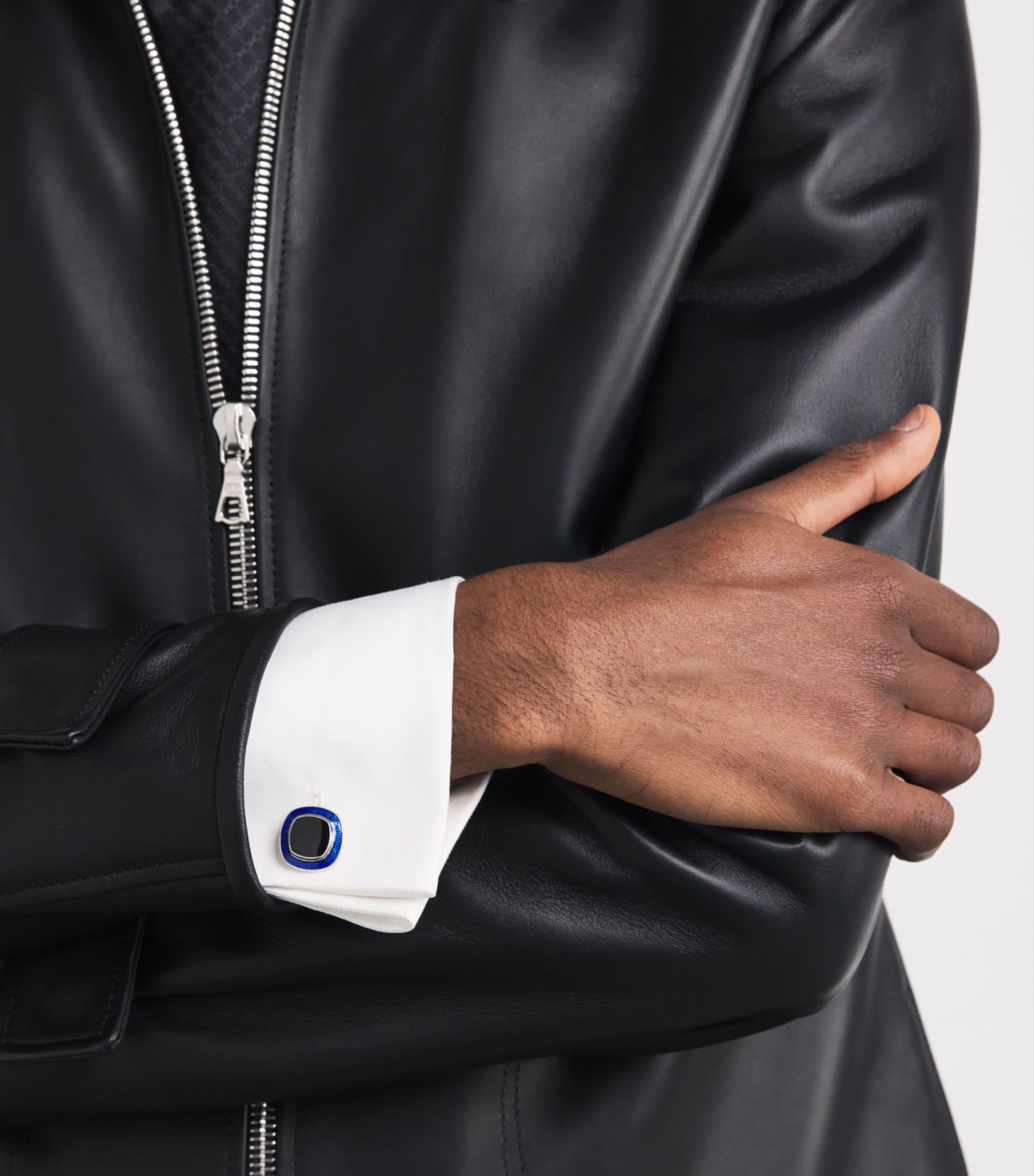 Sterling Silver Enamel Cufflinks BLACK Image 2