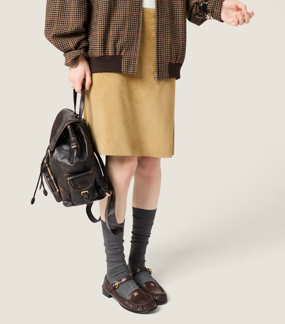 Miu Miu Womens Waxed Suede Mini Skirt Image 5