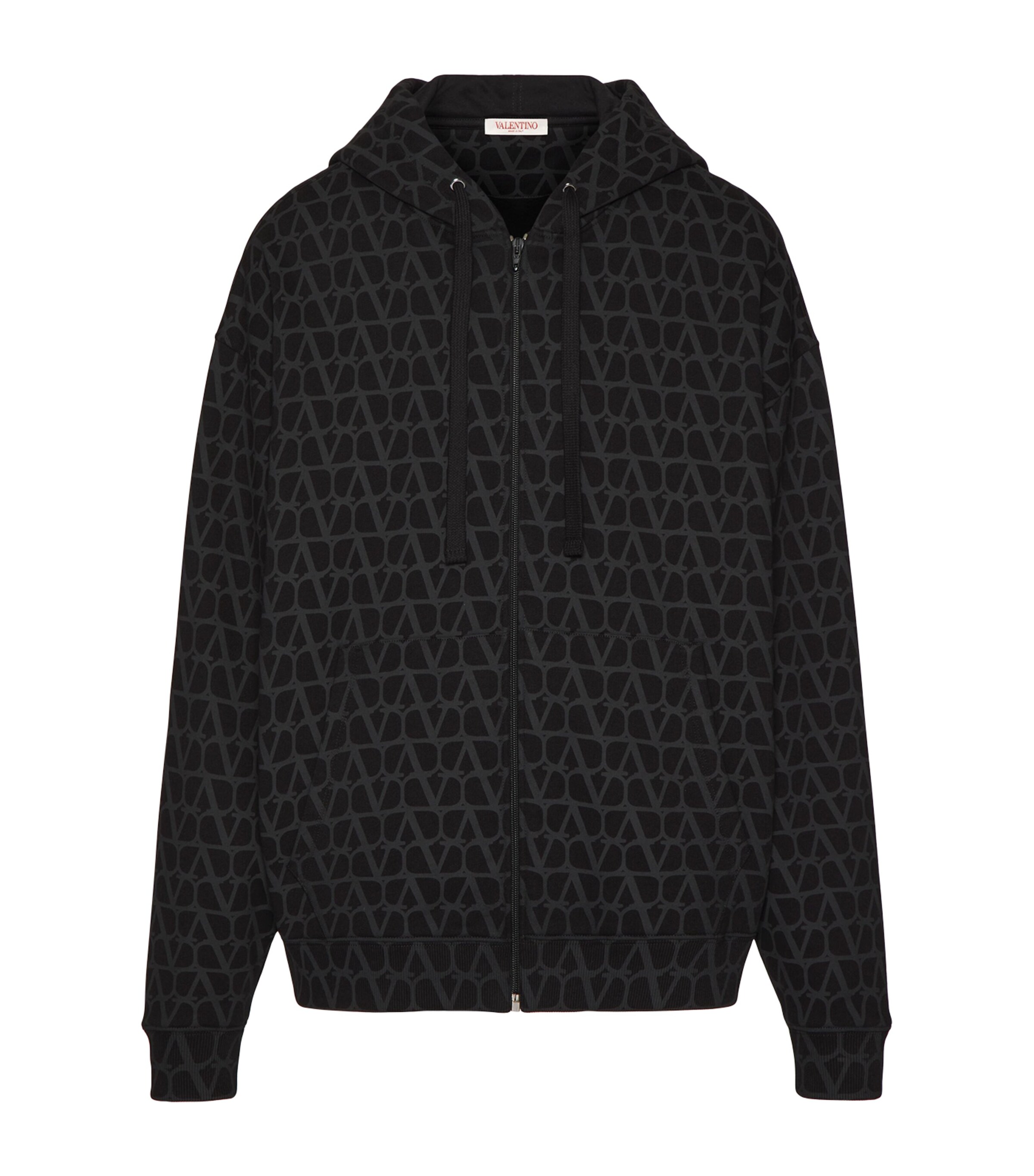 Valentino Toile Iconographe Print Zip-up Hoodie In Black