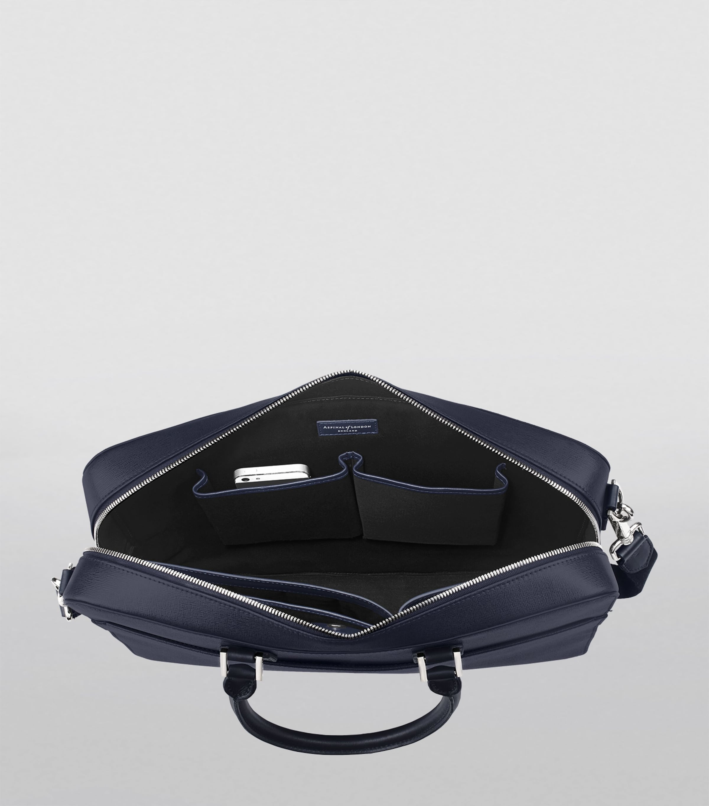 Leather Mount Street Briefcase Bag NAVY Image 4