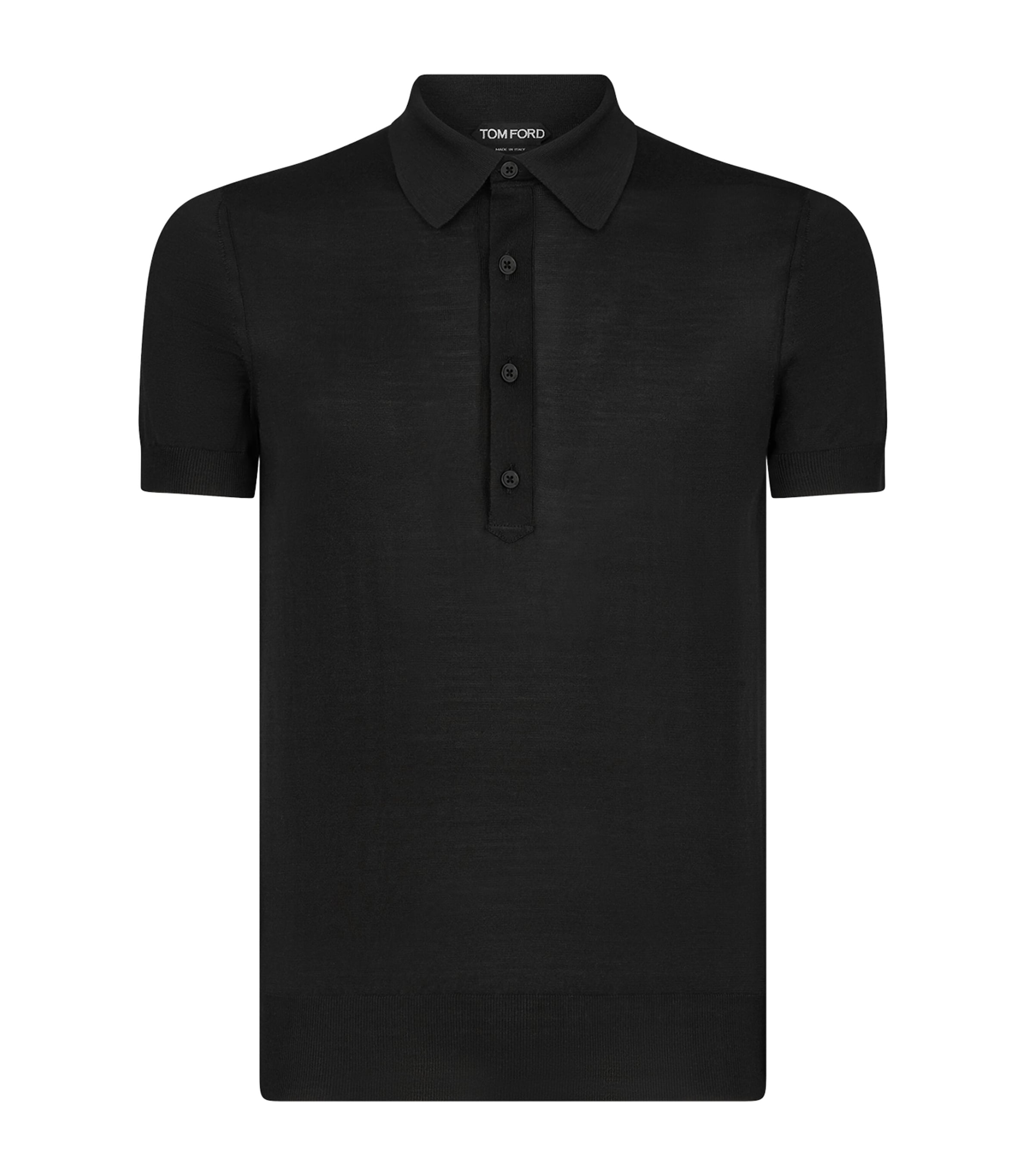 Tom Ford Black Short-sleeves Polo In Cotton Piquet Jersey In Black