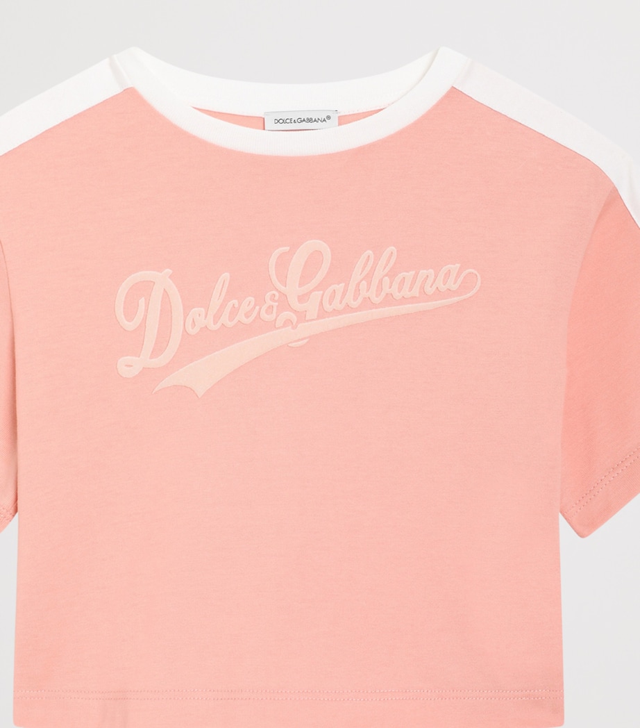 Dolce&Gabbana Kids Cotton Logo T-Shirt (8-12+ Years) Rose Image 3