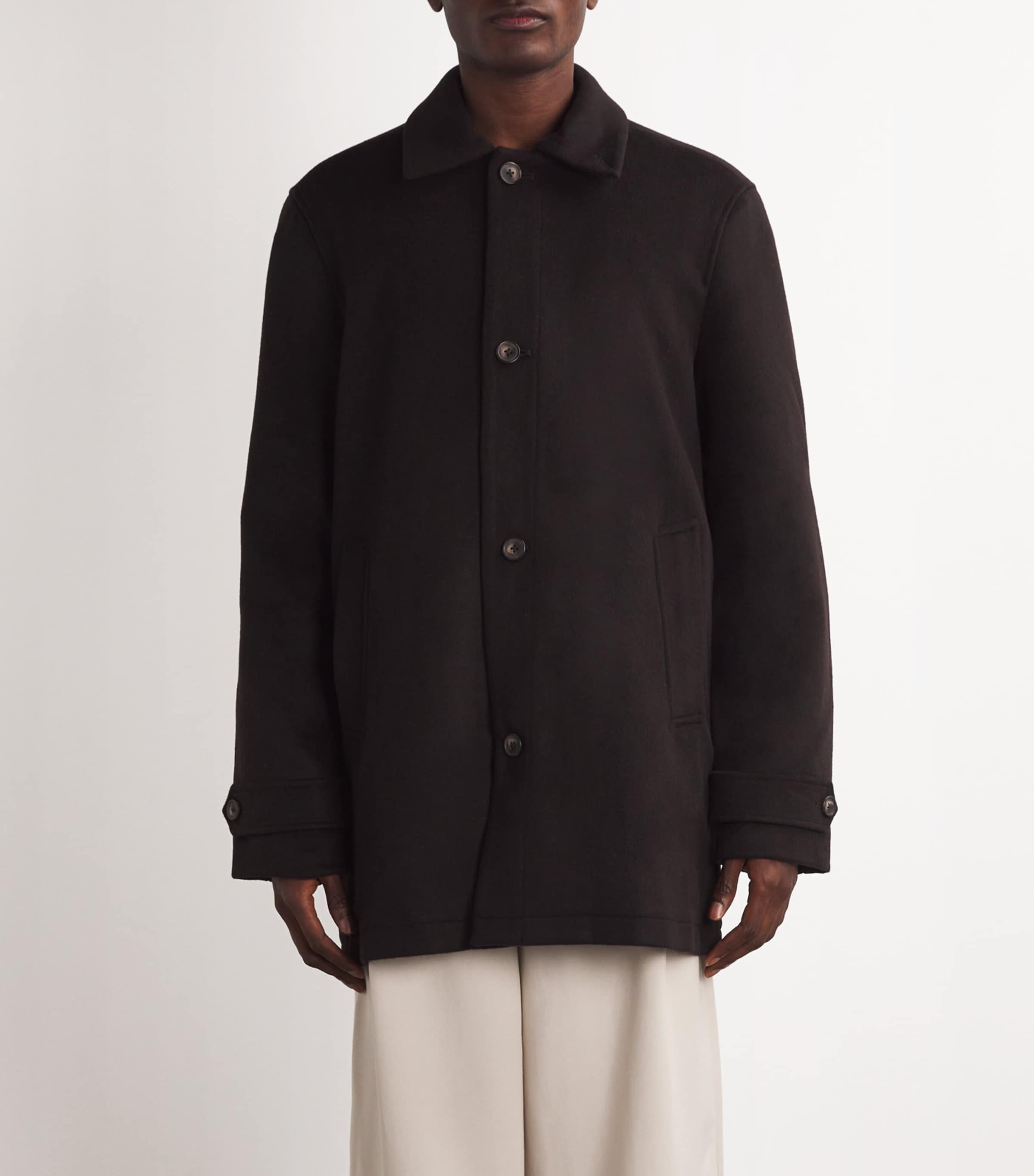 PAIGE Mens Wool-Blend Pennington Overcoat Warm Cocoa Image 3