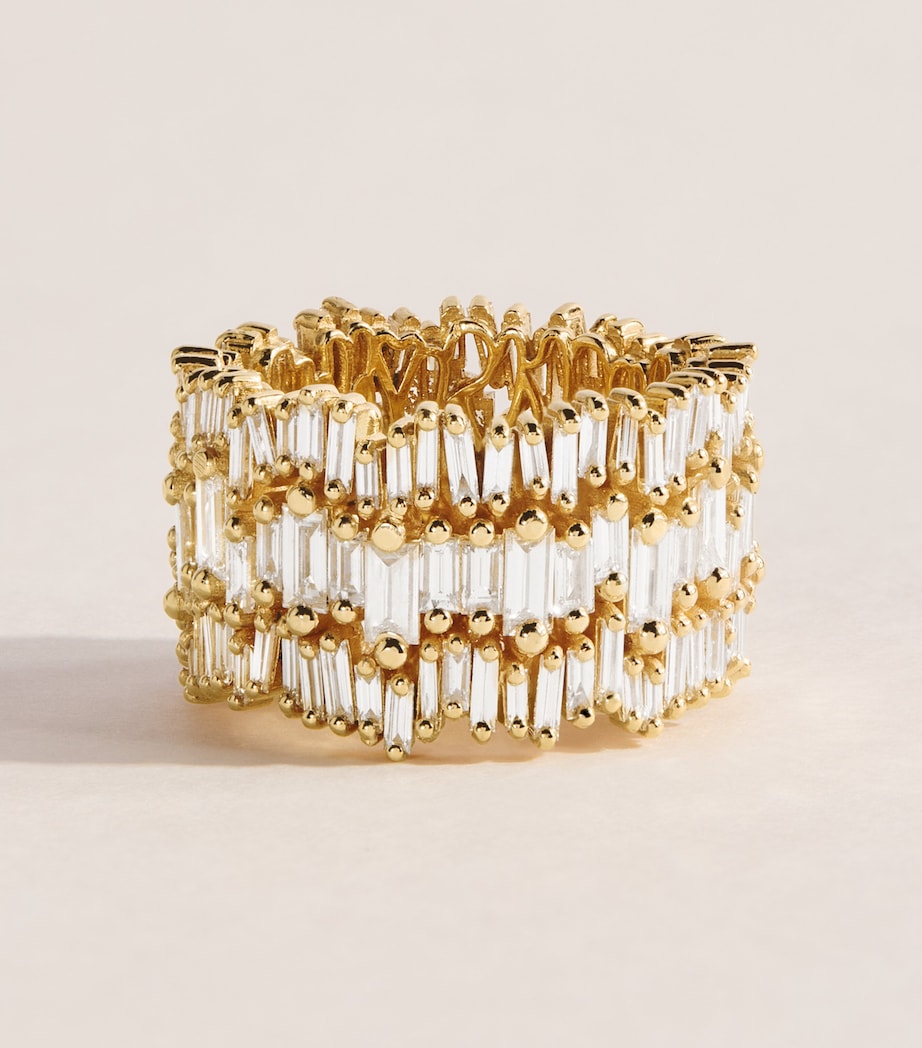 Suzanne Kalan Yellow Gold and Diamond Short Stack Ring (6.5) Yg/wd Image 1