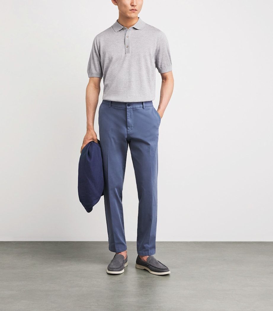 BOSS Mens Virgin Wool Polo Shirt Open Grey Image 2