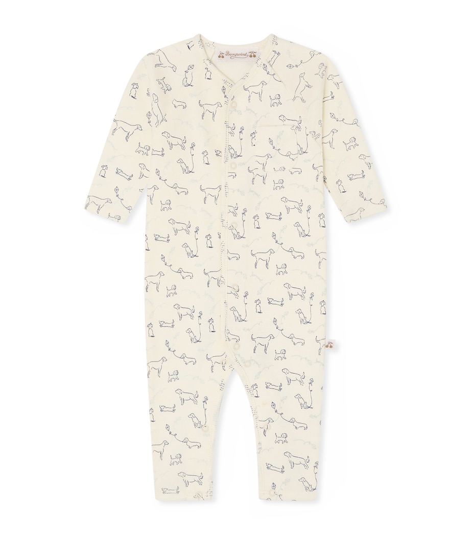 Bonpoint Cotton Printed Playsuit (1-18 Months) Im Bleu Nuit Image 1