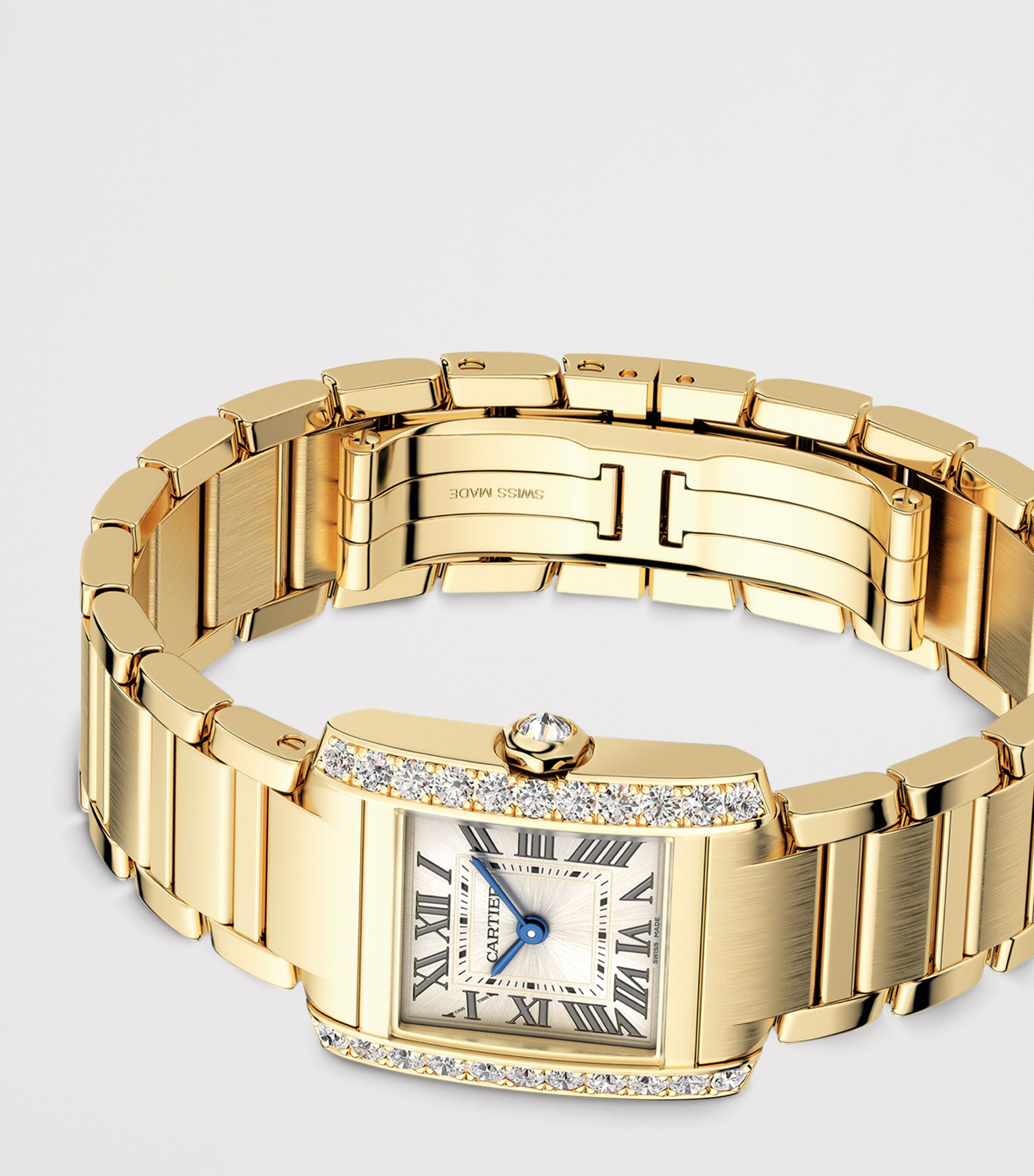 Cartier Small Yellow Gold and Diamond Tank Française Watch 21.2mm Golden Image 4