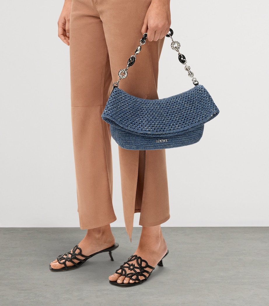 LOEWE x Paula's Ibiza Medium Crochet Ola Bag Shoulder Bag Denim Blue Image 2