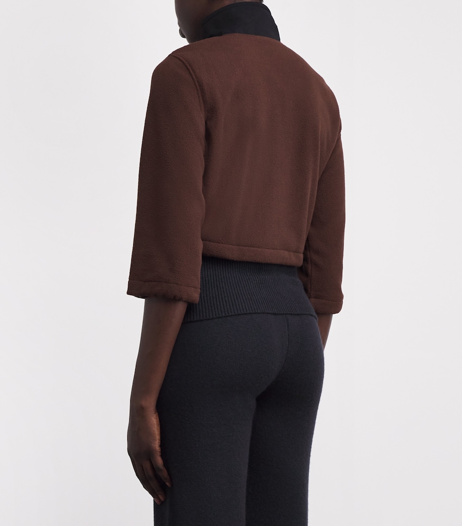Fleece Zip-Up Cropped Sweatshirt COCOA Image 4