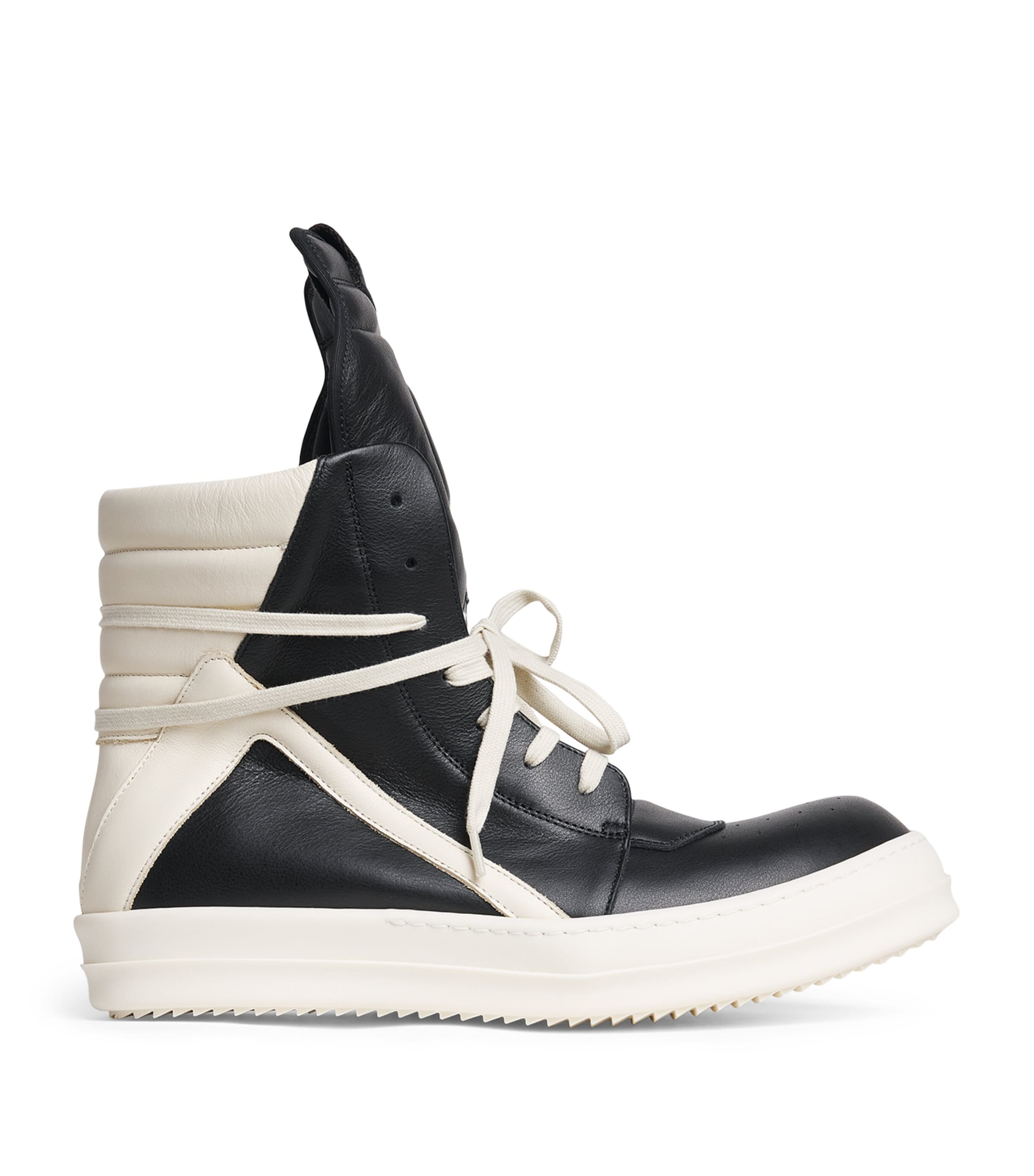 Rick Owens Leather Geobasket High-Top Sneakers Black/milk Image 1