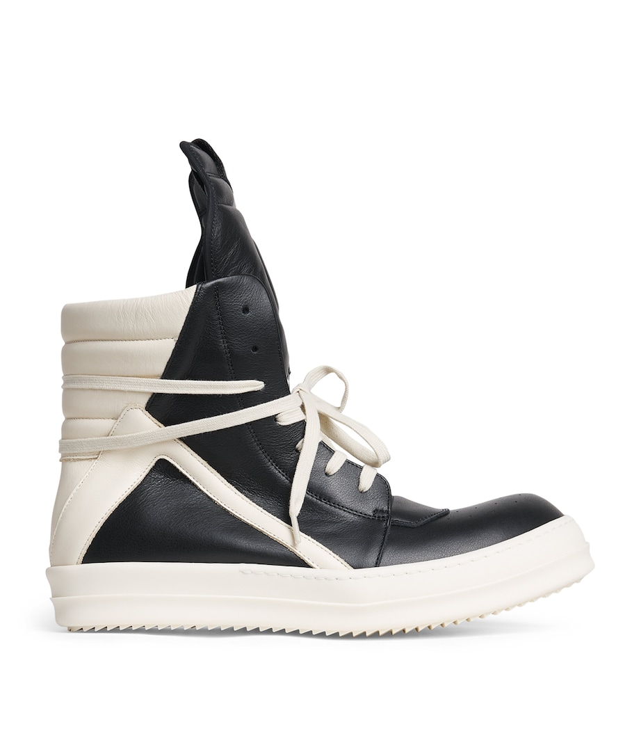 Rick Owens Leather Geobasket High-Top Sneakers Black/milk Image 1